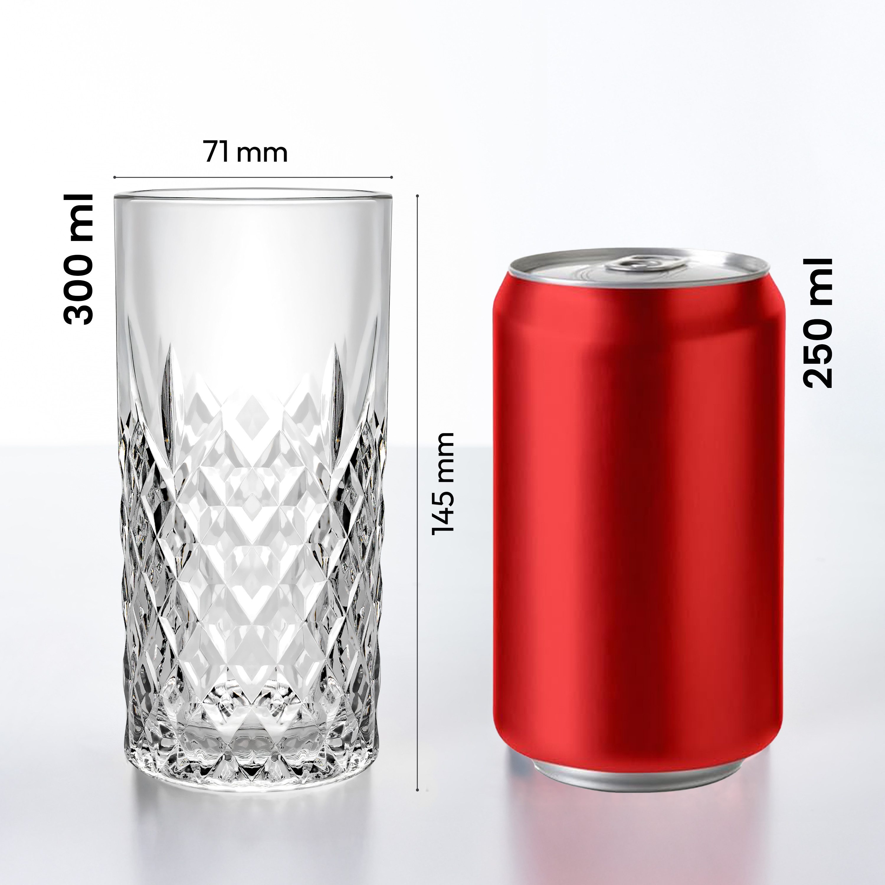 KONZEPT Gläser-Set Trinkgläser Set Wassergläser 6/12er Set für Cocktails, Softdrinks, 6-tlg., Glas-Set, 300 ml