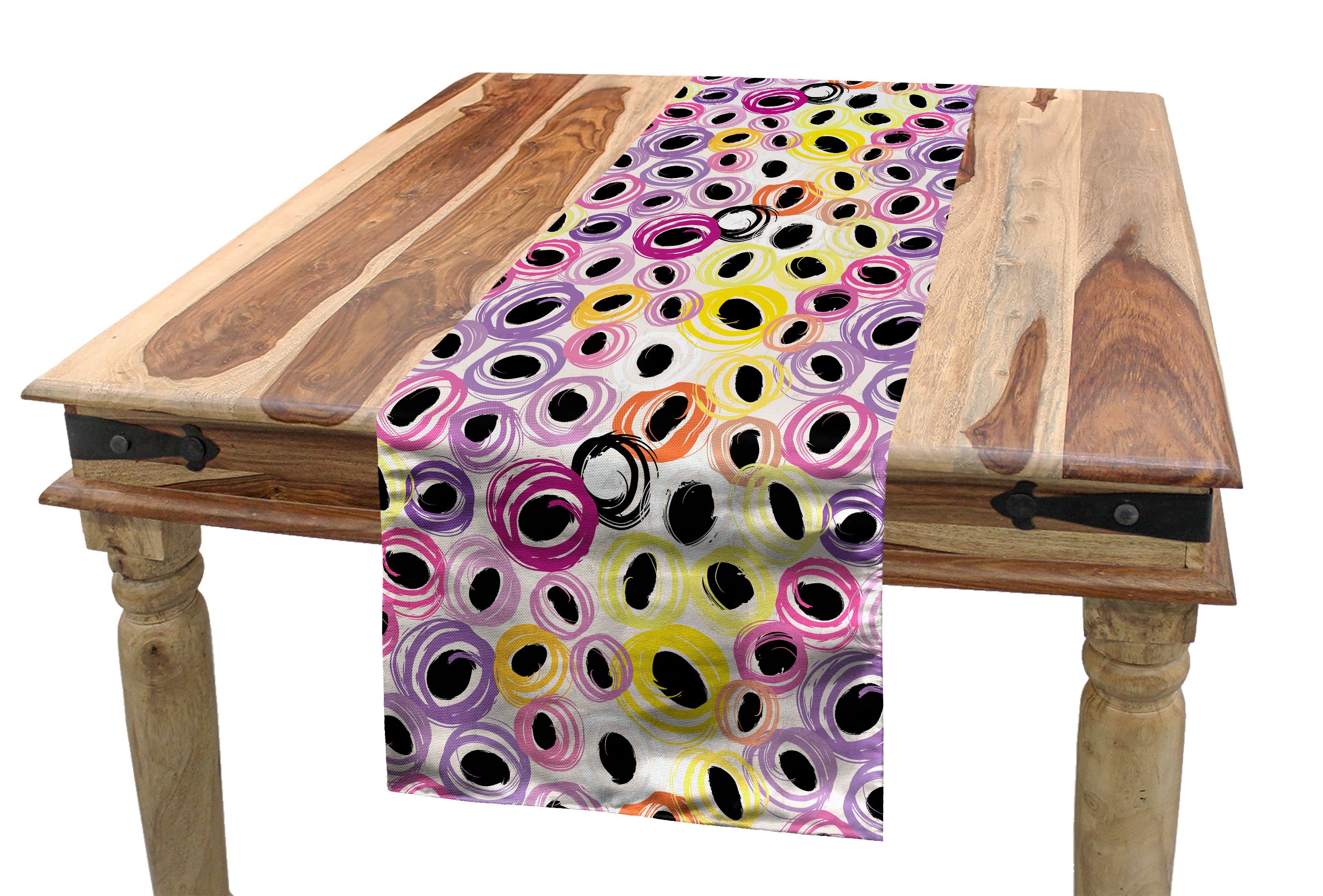 Abakuhaus Tischläufer Esszimmer Küche Abstrakte Brush Rechteckiger Dekorativer Oval Tischläufer, Stroke Geometrie