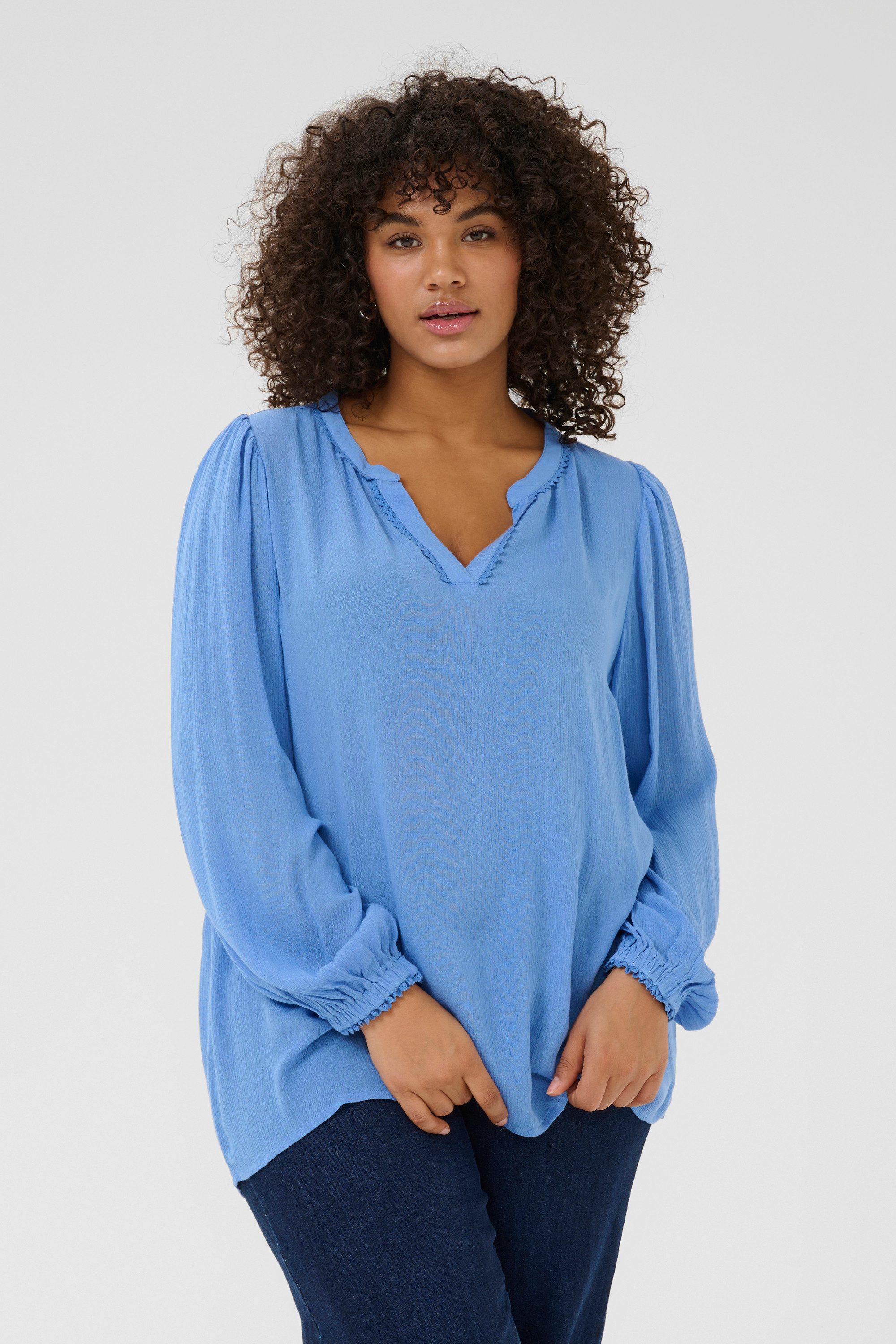 KAFFE Curve Langarmbluse Langarm-Bluse KCnoah Große Größen günstig online kaufen