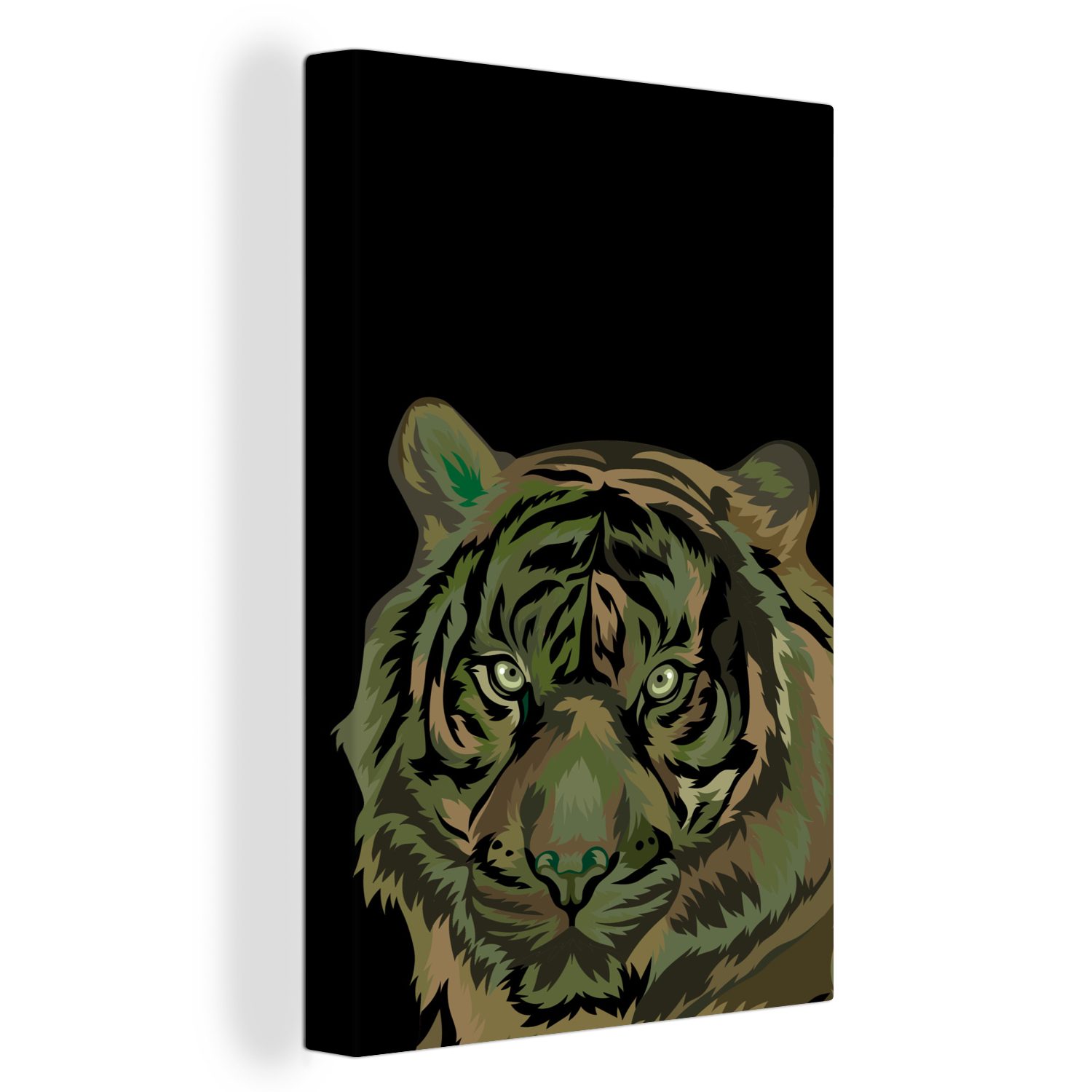 OneMillionCanvasses® Leinwandbild Tiger - Camouflage - Kopf, (1 St), Leinwandbild fertig bespannt inkl. Zackenaufhänger, Gemälde, 20x30 cm