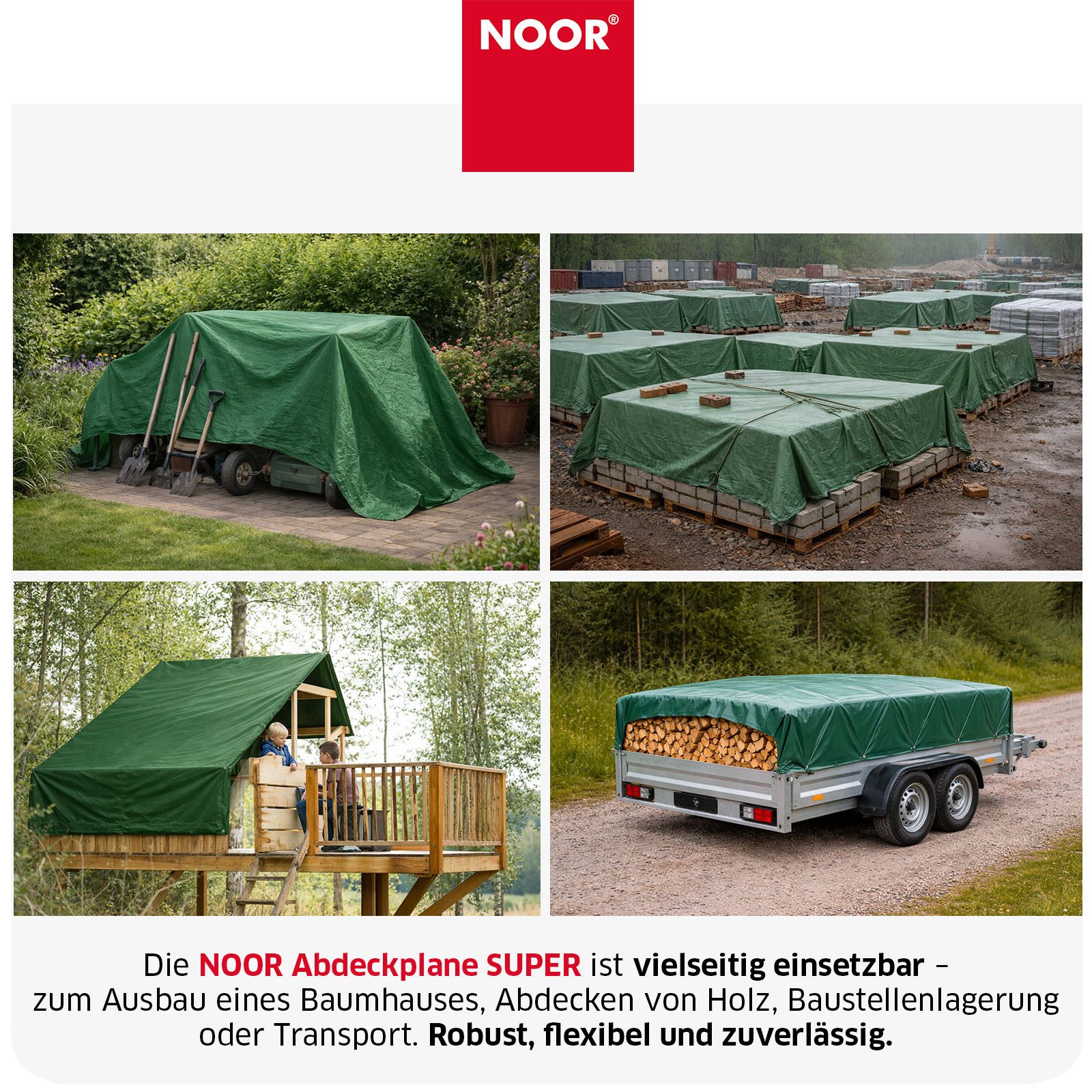 NOOR Schutzplane SUPER - verstärkte Profi-Abdeckplane - 200g/m², extrem widerstandsfähige Gewebeplane für den Außenbereich – Bild 5 von 5