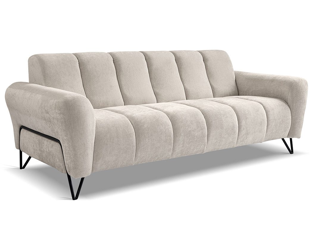 Beautysofa Sofa mit Metallbeine in Schwarz VOLARE, 3-Sitzer, viele Farbvarianten, ohne Schlaffunktion