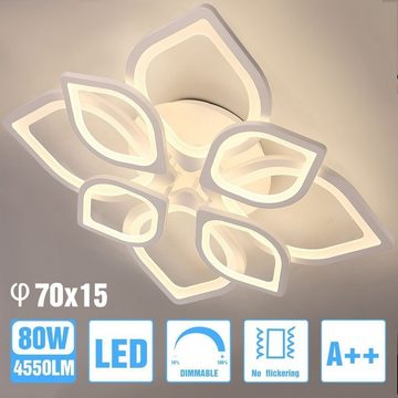 WILGOON Deckenleuchte 80W LED Deckenleuchte Dimmbar Wohnzimmer Deckenlampe mit Fernbedienung, LED fest integriert, kaltweiß, neutralweiß, warmweiß, Moderne wohnzimmerlampe, für Wohnzimmer, Schlafzimmer, Flur, Küche