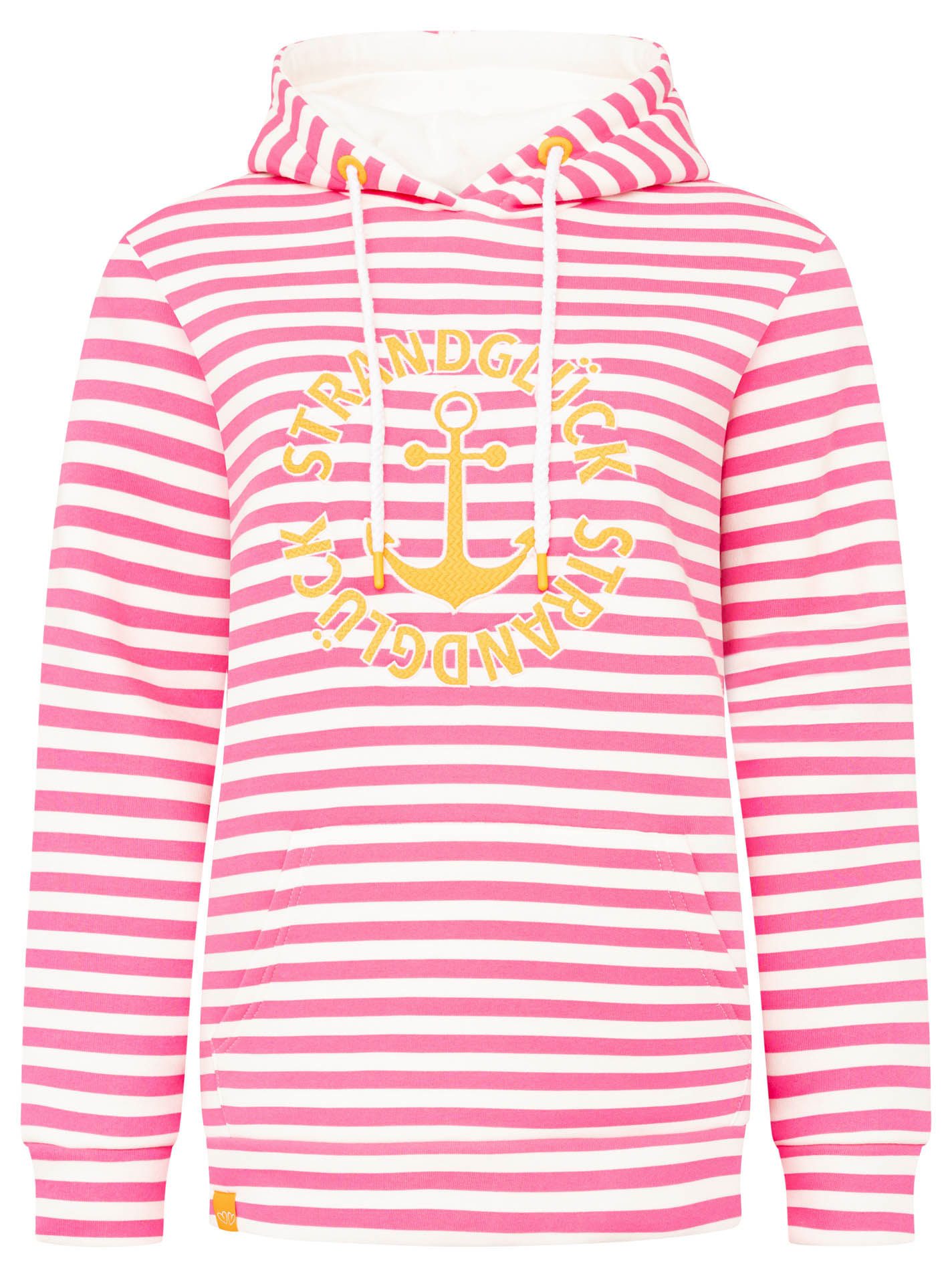 Zwillingsherz Kapuzensweatshirt "Streifen Strandglück" gestreift, Stickererei vorne, Kordelzug; Tasche