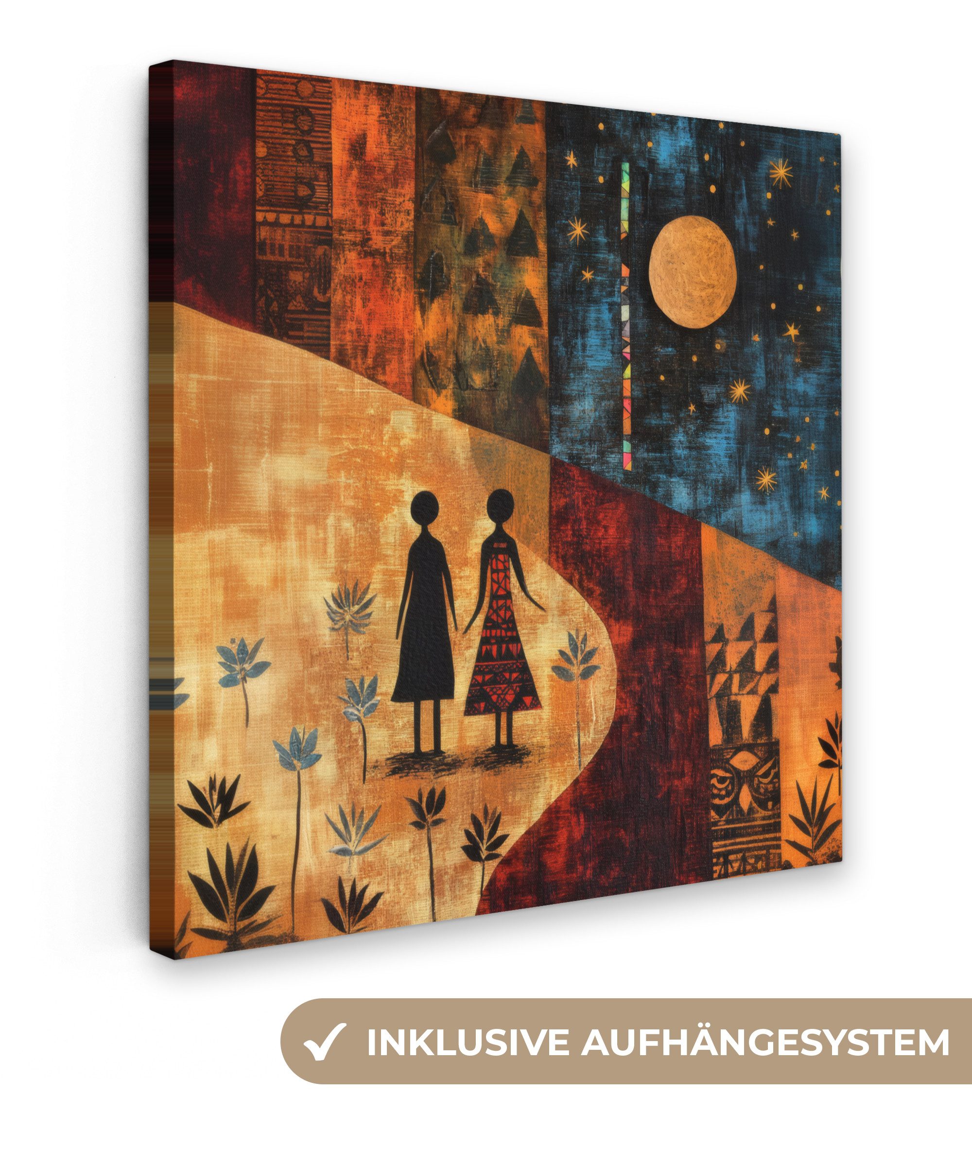 OneMillionCanvasses® Leinwandbild Scherenschnitte - Abstrakt - Sonne - Mond günstig online kaufen