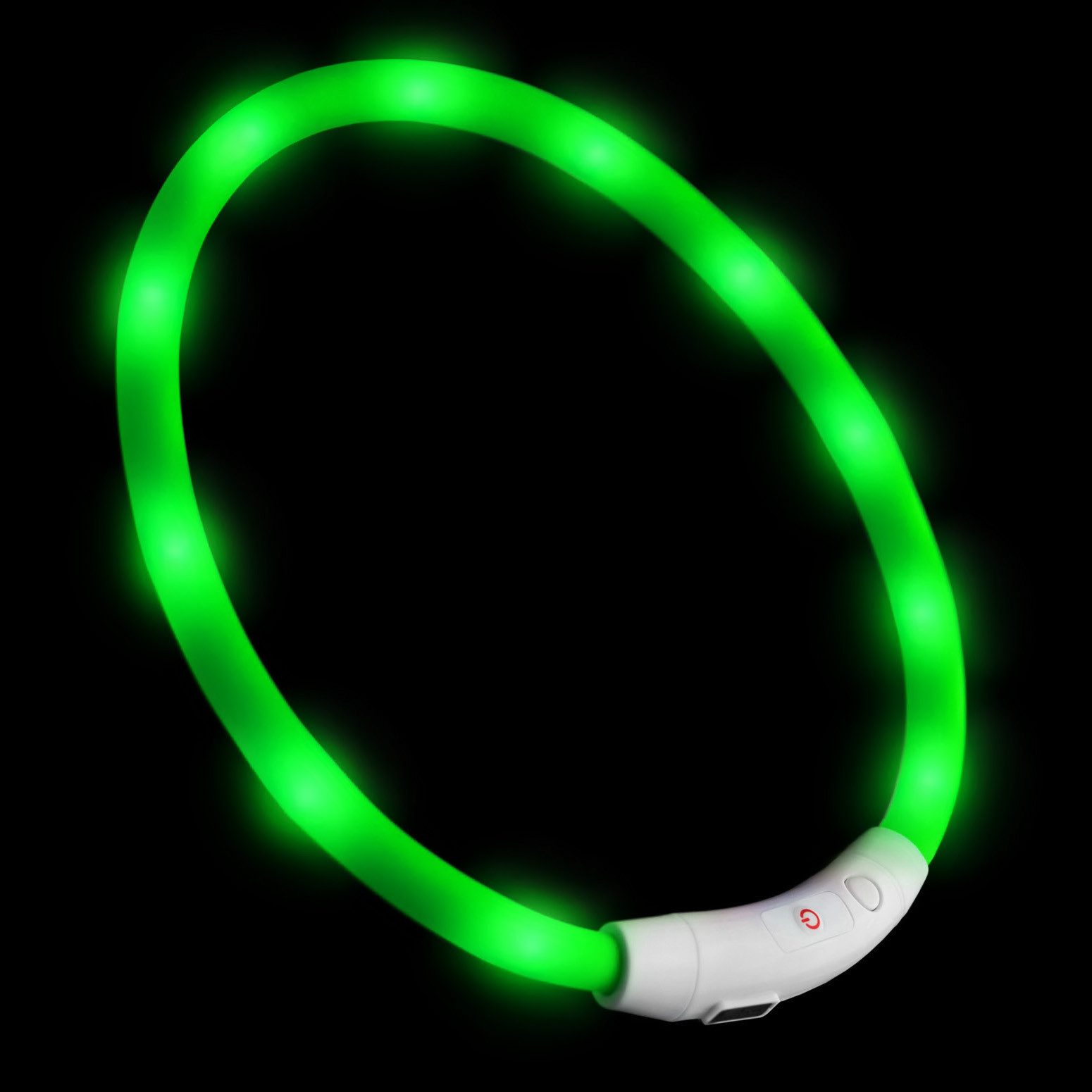 PRECORN Hunde-Halsband LED Silikon Hunde Leuchthalsband aufladbar per USB-C indiv. kürzbar, Silikon