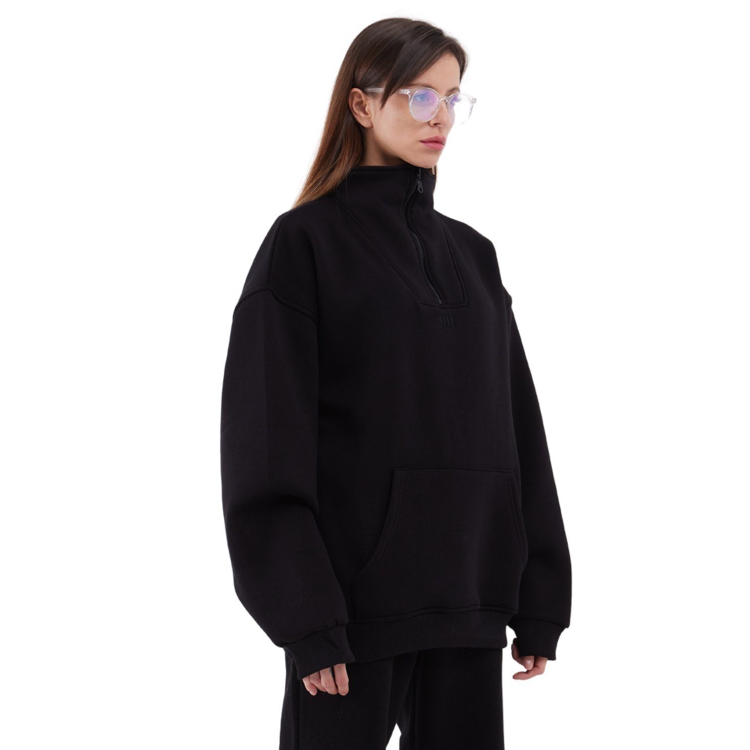 COFI Casuals Sweater Zipper Damen Sweater Cotton Sweatshirt halbem Reißvers günstig online kaufen