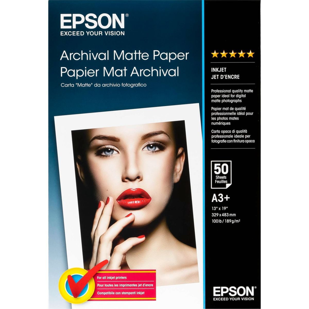 Epson Druckerpapier Archival Matte Paper A 3+ 50 Blatt, 189 g S 041340