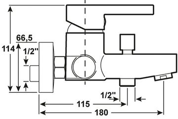 CORNAT Badarmatur "Skagen" Hochwertiger Messingkörper -verchromt - 1/2 Zoll Brauseabgang Temperaturbegrenzer & ECO-Funktion / Einhebelmischer zur Wandmontage