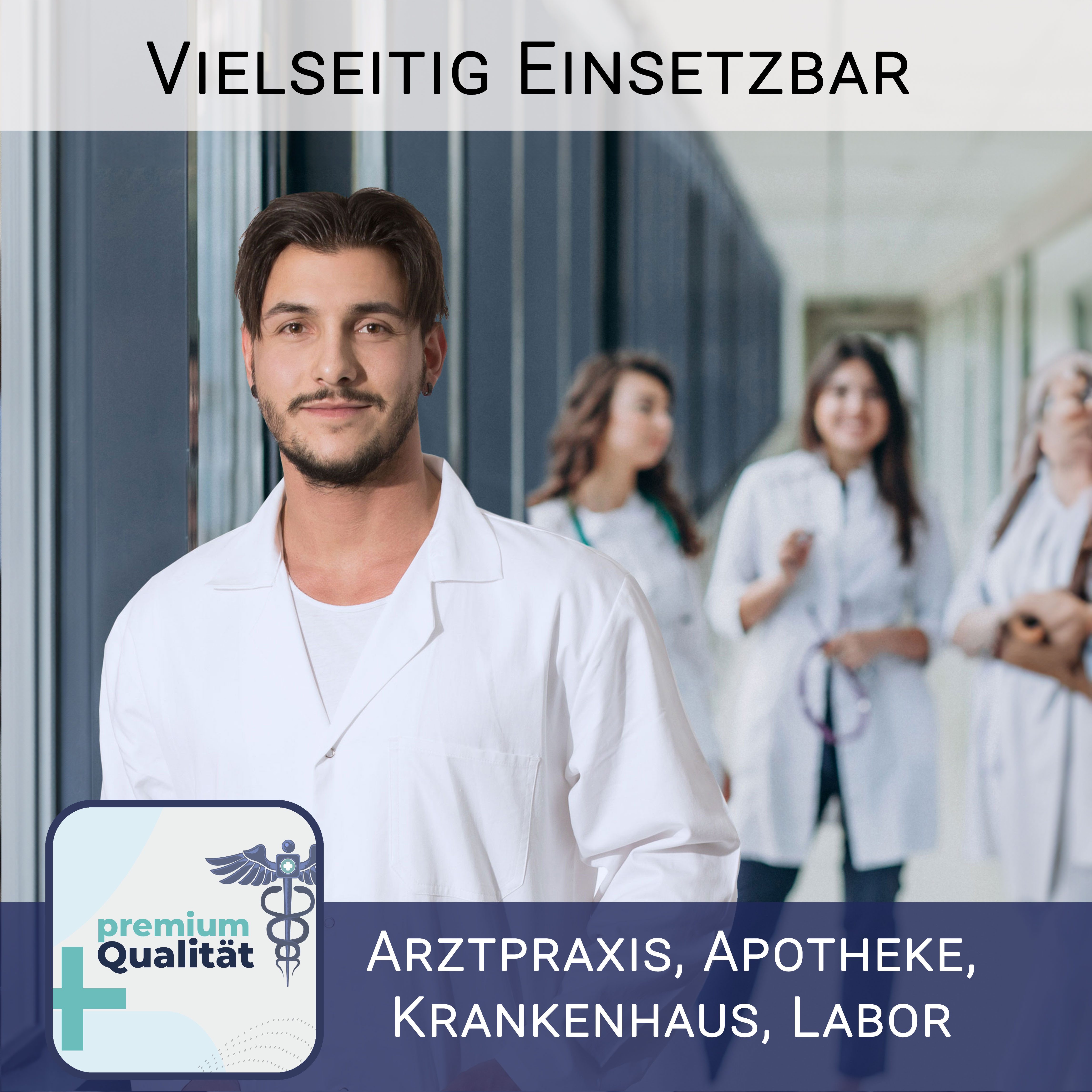 ZOLLNER Arztkittel 65% Polyester, 35% Baumwolle, Größe 44-56, weiß, mit Druckknöpfe