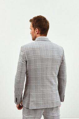 Next Baukastensakko Anzug mit Karomuster: Slim Fit doppelreihige Jacke (1-tlg)