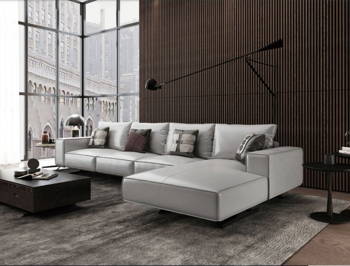 Xlmoebel Ecksofa L-förmiges Designer-Sofa aus Leder in elegantem Design, Ecksofa, Hergestellt in Europa