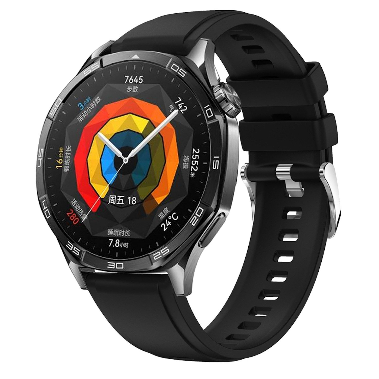 Wigento Smartwatch-Armband Für Huawei Watch GT 5 46mm Design 18mm Sport Silikon Armband Schwarz, Silikonarmband für sportlichen Komfort und Flexibilität
