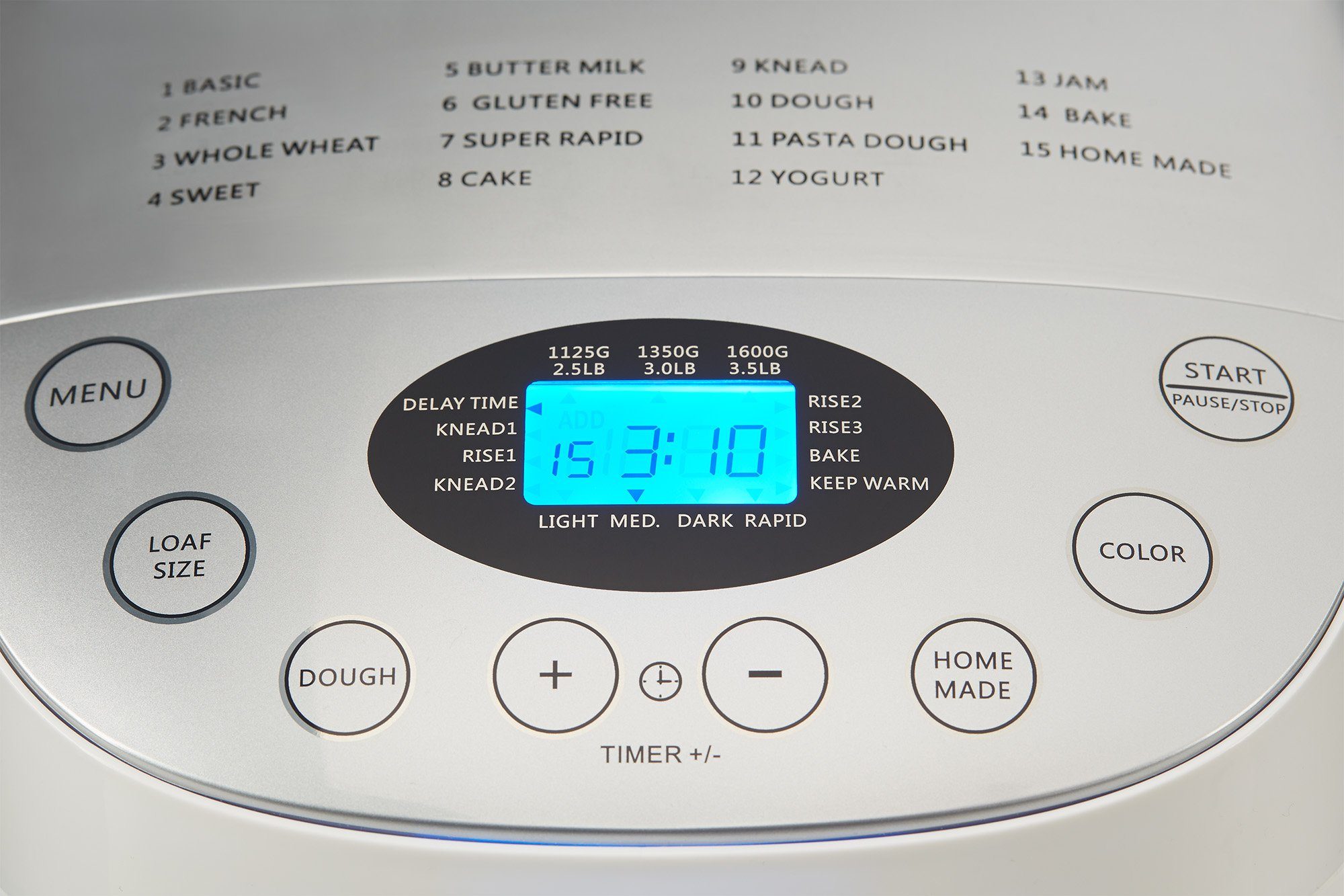 Joghurts Marmeladen Zubereitung Brotbackautomat Konfitüren, ECG Programme, von für 15 Programm PCB die 815, und W, 850