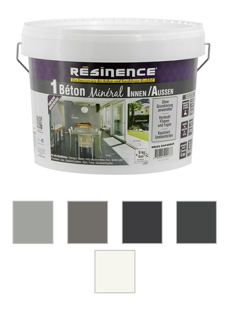 Resinence Beton Beton Mineral 6kg ohne Grundierung anwendbar, verdeckt Fliesen Fugen 8