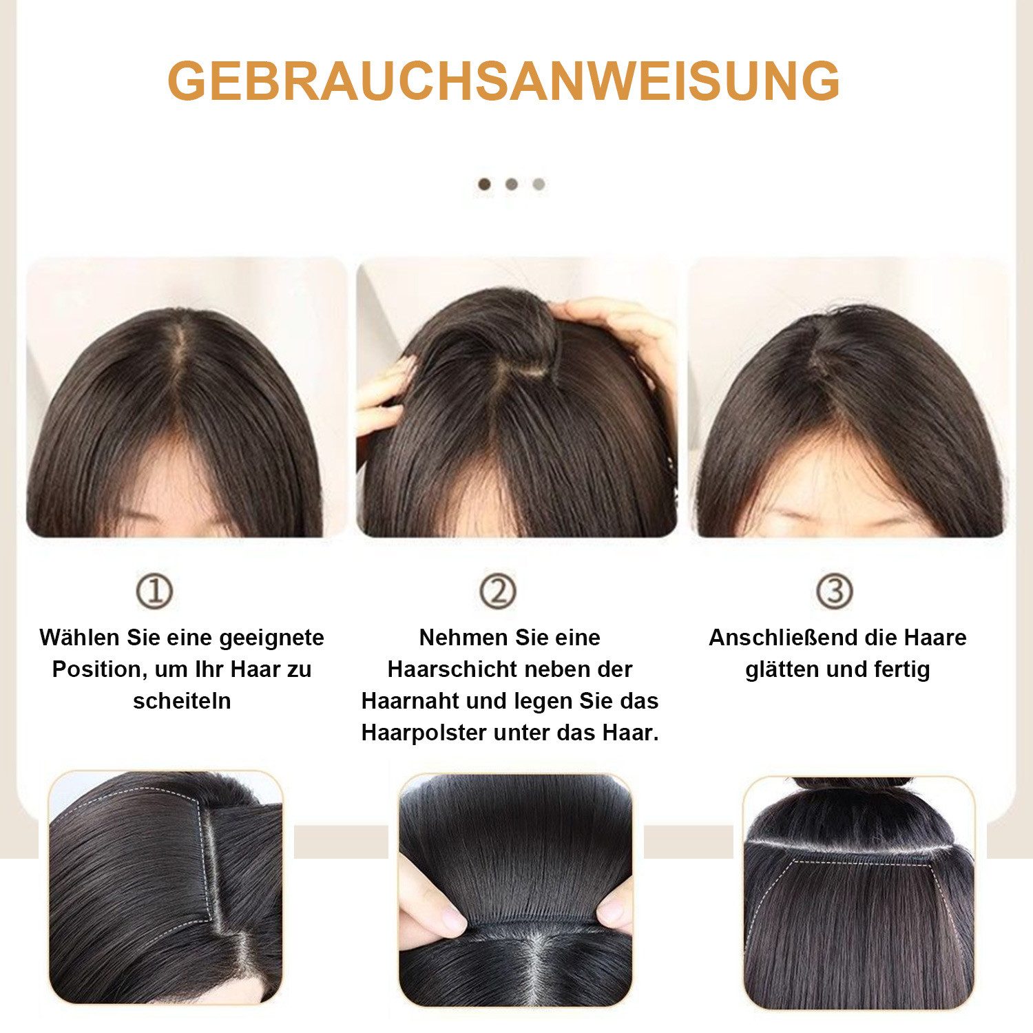 Refttenw Kunsthaarperücke 2 Stück Clip in Extensions Nahtlose Perücken, Erhöhen das Haarvolumen
