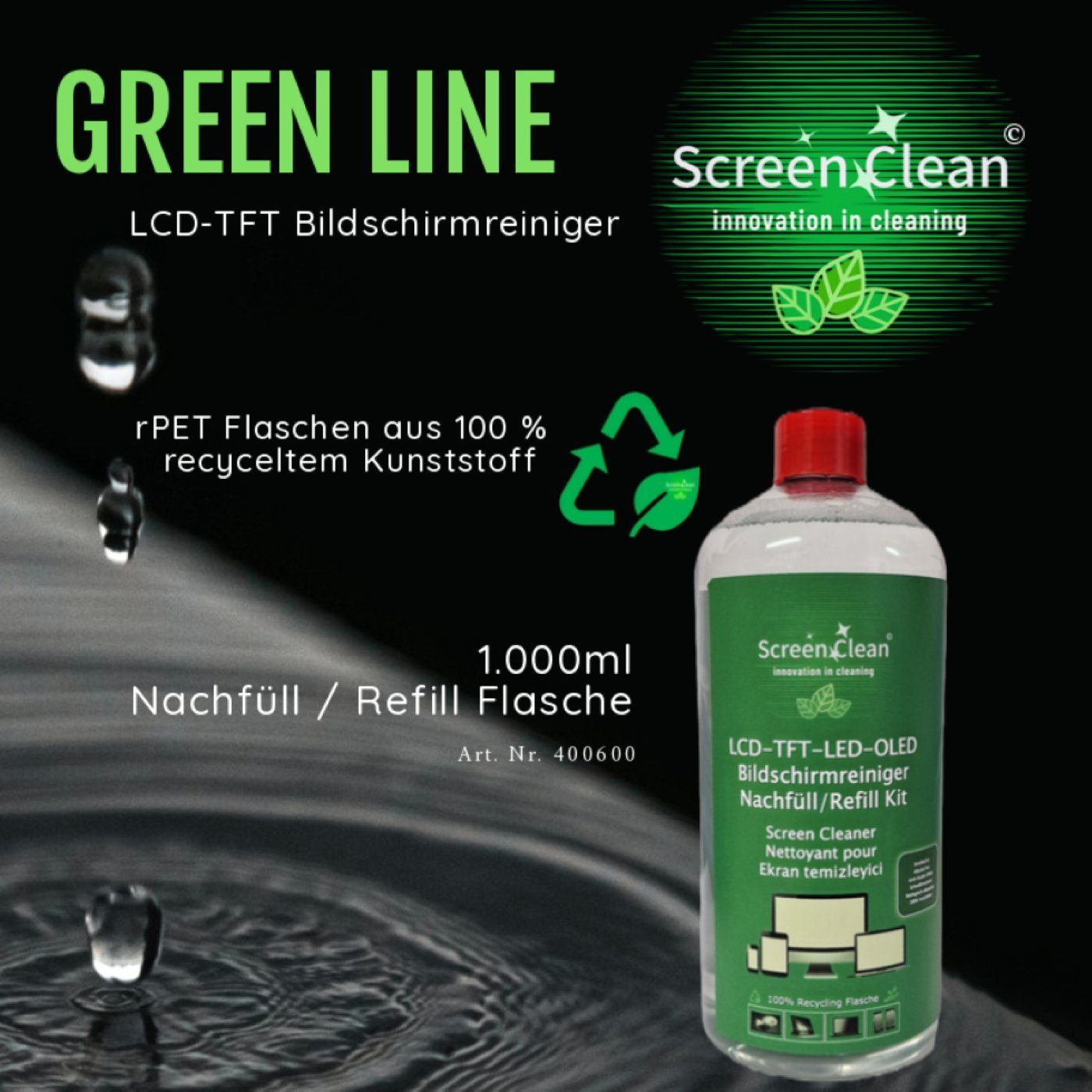 Thumbnail - Screen Clean Reinigungs-Set ScreenClean© Nachfüll / Refill Flasche, 1.000ml, (1-St)