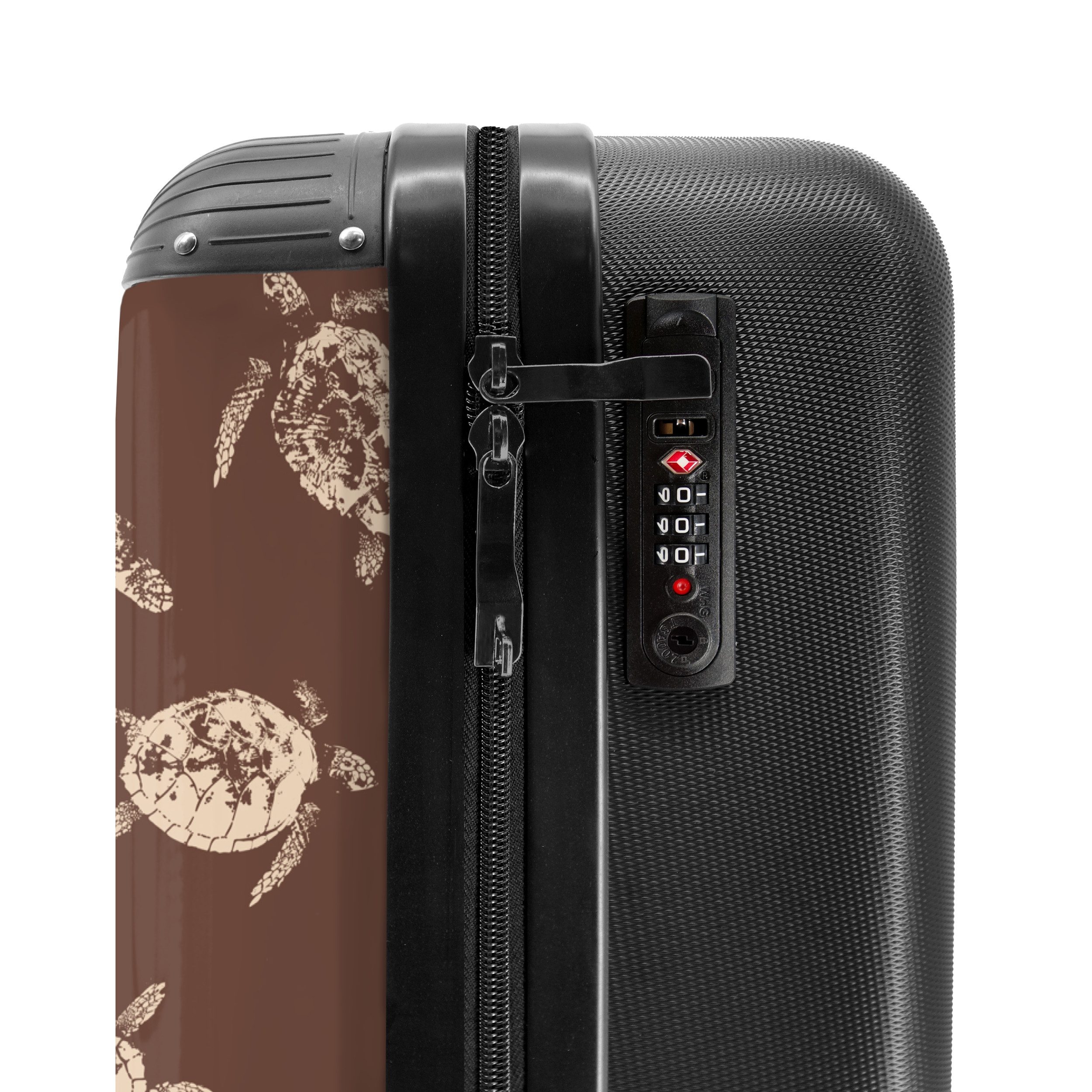 NoBoringSuitcases.com© Hartschalen-Trolley Braun mit Schildkrötenaufdruck 55x35x20cm, Reisekoffer mit 4 Rollen, Carry on luggage, Männer – Bild 5 von 5