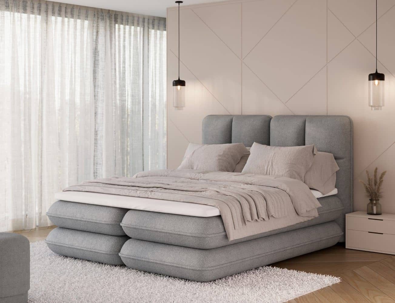 Myhomelando Boxspringbett Tonila, mit Bettkästen und Topper