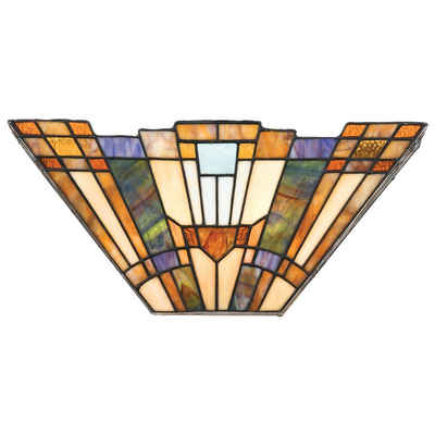 etc-shop Wandleuchte, Leuchtmittel nicht inklusive, Wandleuchte Lampe Tiffany-Glas Metall Flurlampe Vintage Bronze B 40,6