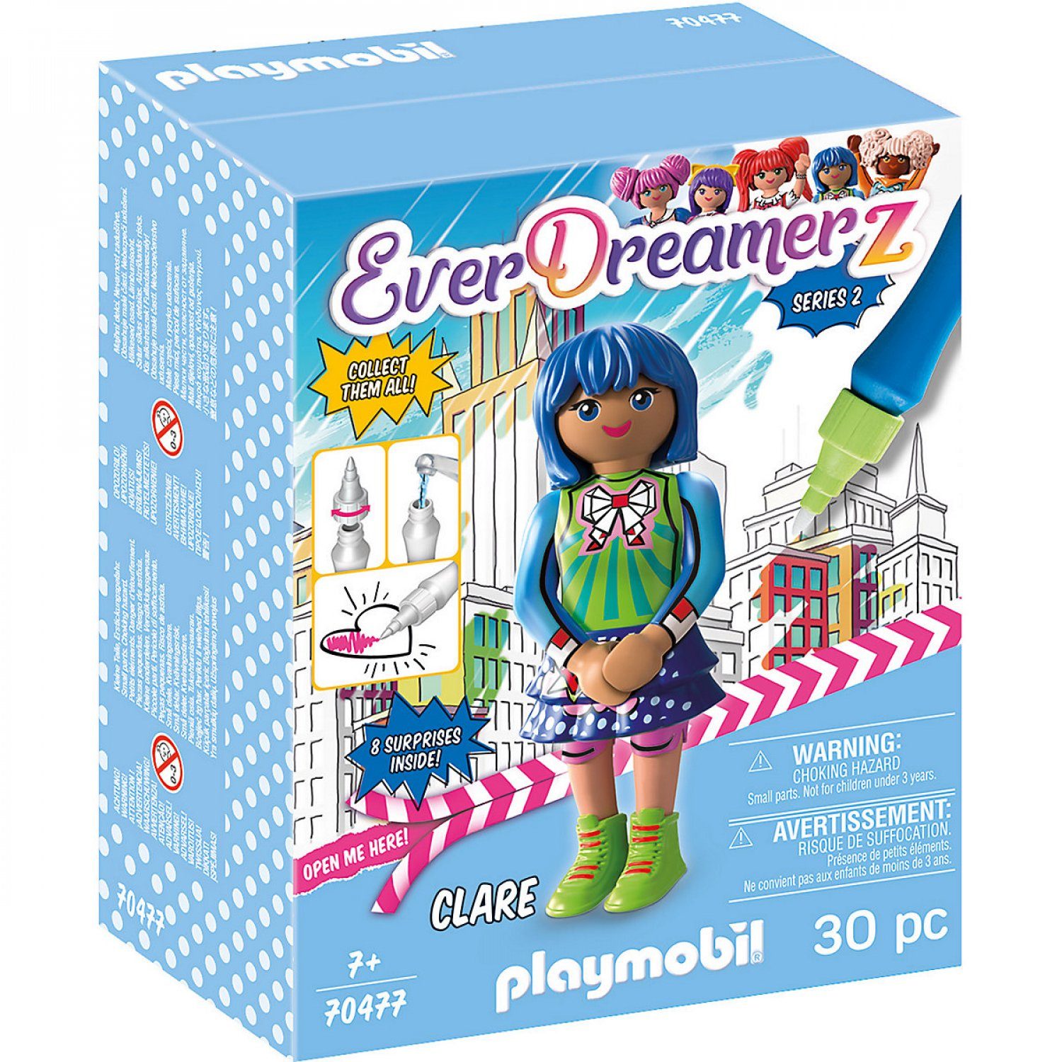 Playmobil® Actionfigur PLAYMOBIL- EverDreamerz 70477 Clare - Comic World, Mit PLAYMOBIL-Wasserstift, Ab 7 Jahren, (Set), FSC®-Holz aus gewissenhaft bewirtschafteten Wäldern