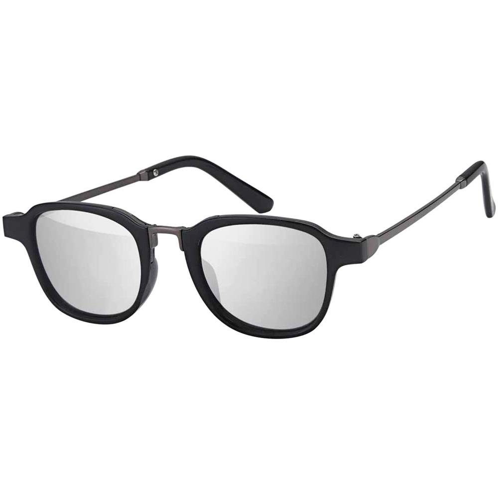 Schwarz Silber mit Linsen (1-St) Eyewear Zeitlos Metallrahmen Sonnenbrille schwarzen Moderne mit Retrosonnenbrille BEZLIT