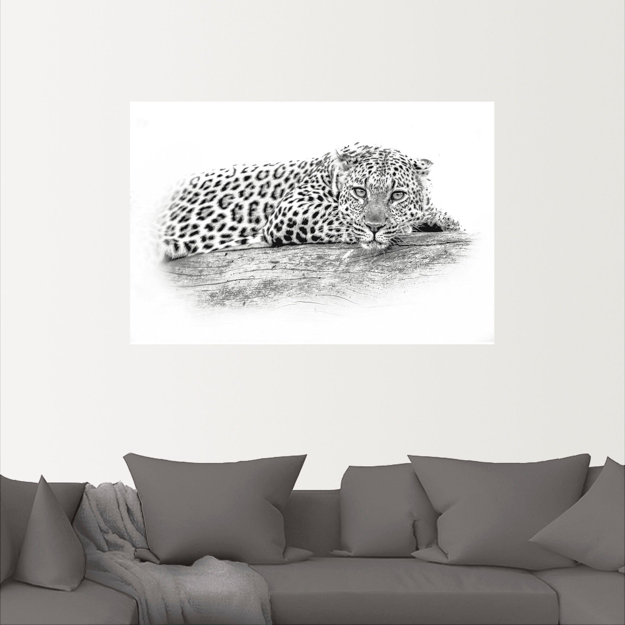 Wildtiere oder Wandaufkleber (1 Leopard Artland Alubild, Poster St), Key High Leinwandbild, als Wandbild in Optik, versch. Größen