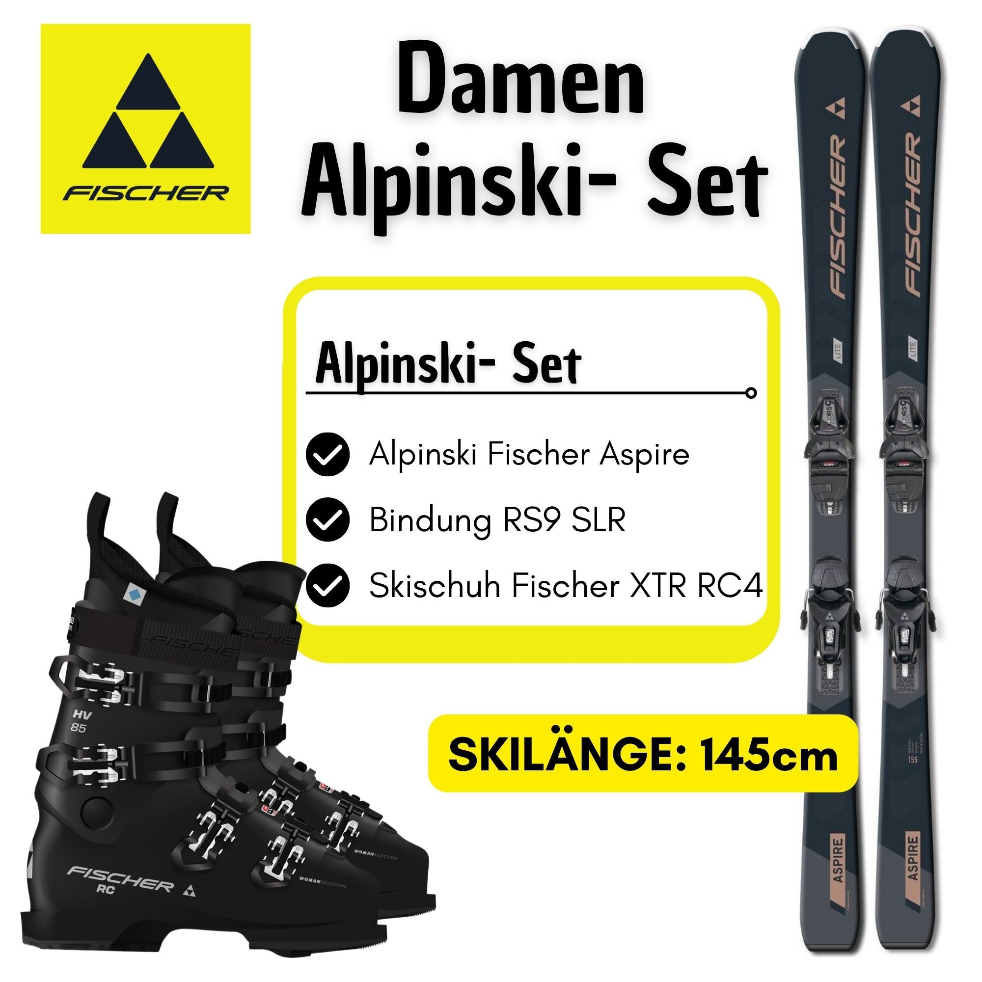 Fischer Sports Fischer Aspire Alpinski Set mit Skischuh & Bindung ? Komplettset - Län Skischuh
