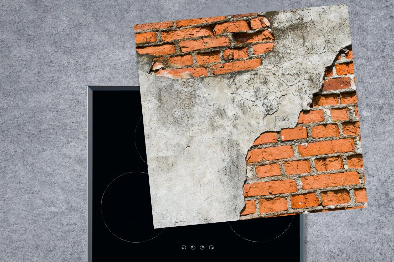 MuchoWow Herdblende-/Abdeckplatte Antike 78x78 Ceranfeldabdeckung, Arbeitsplatte für Vinyl, (1 küche tlg), mit cm, Mauer Beton