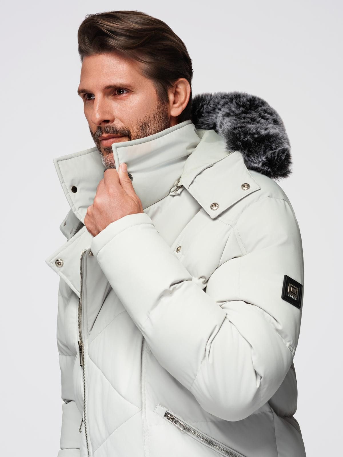 OMBRE Winterjacke Gesteppte Herrenjacke im Bikerstil mit Kapuze
