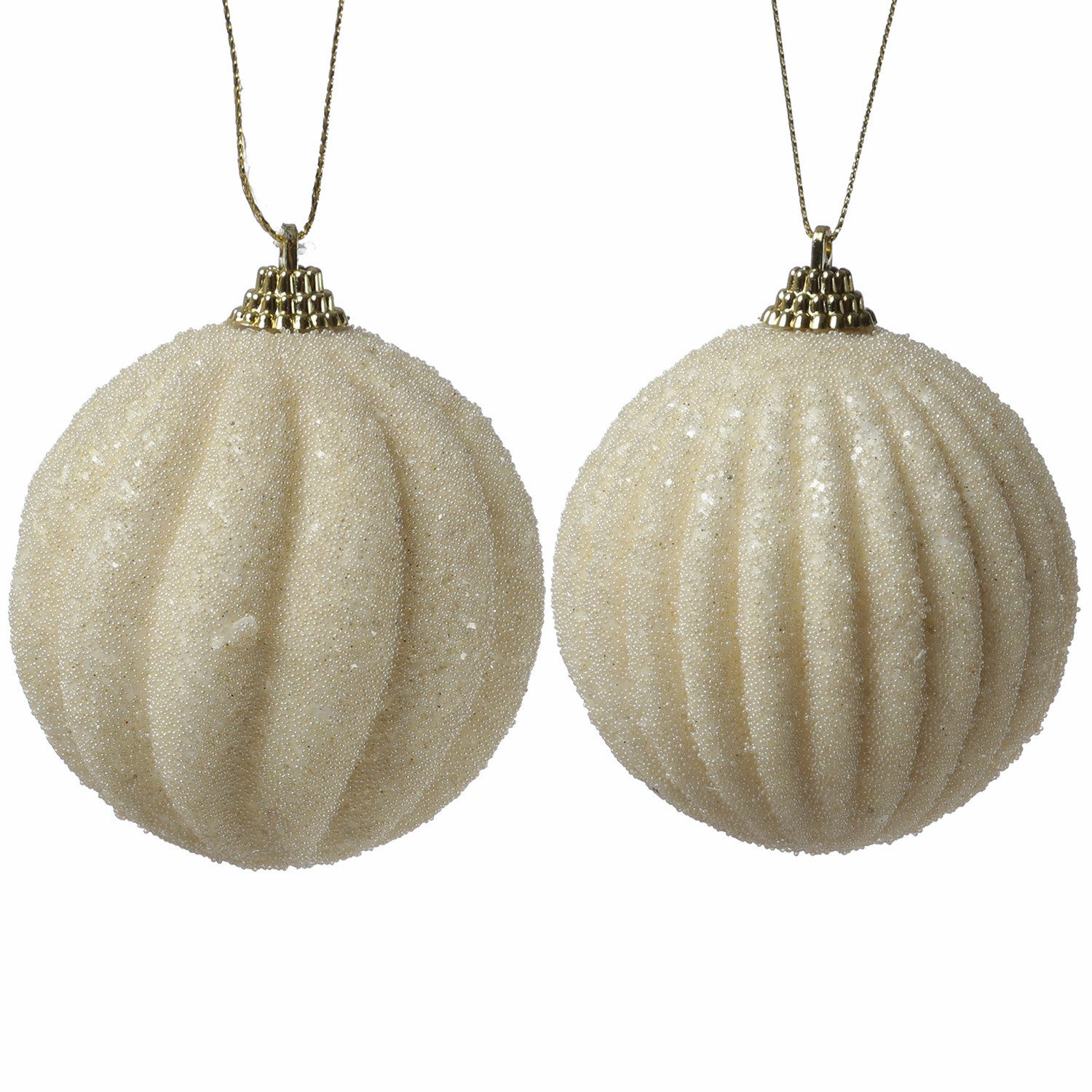 MARELIDA Weihnachtsbaumkugel Christbaumkugeln Weihnachtskugeln bruchfest 2 Designs 8cm creme 12St. (12 St)