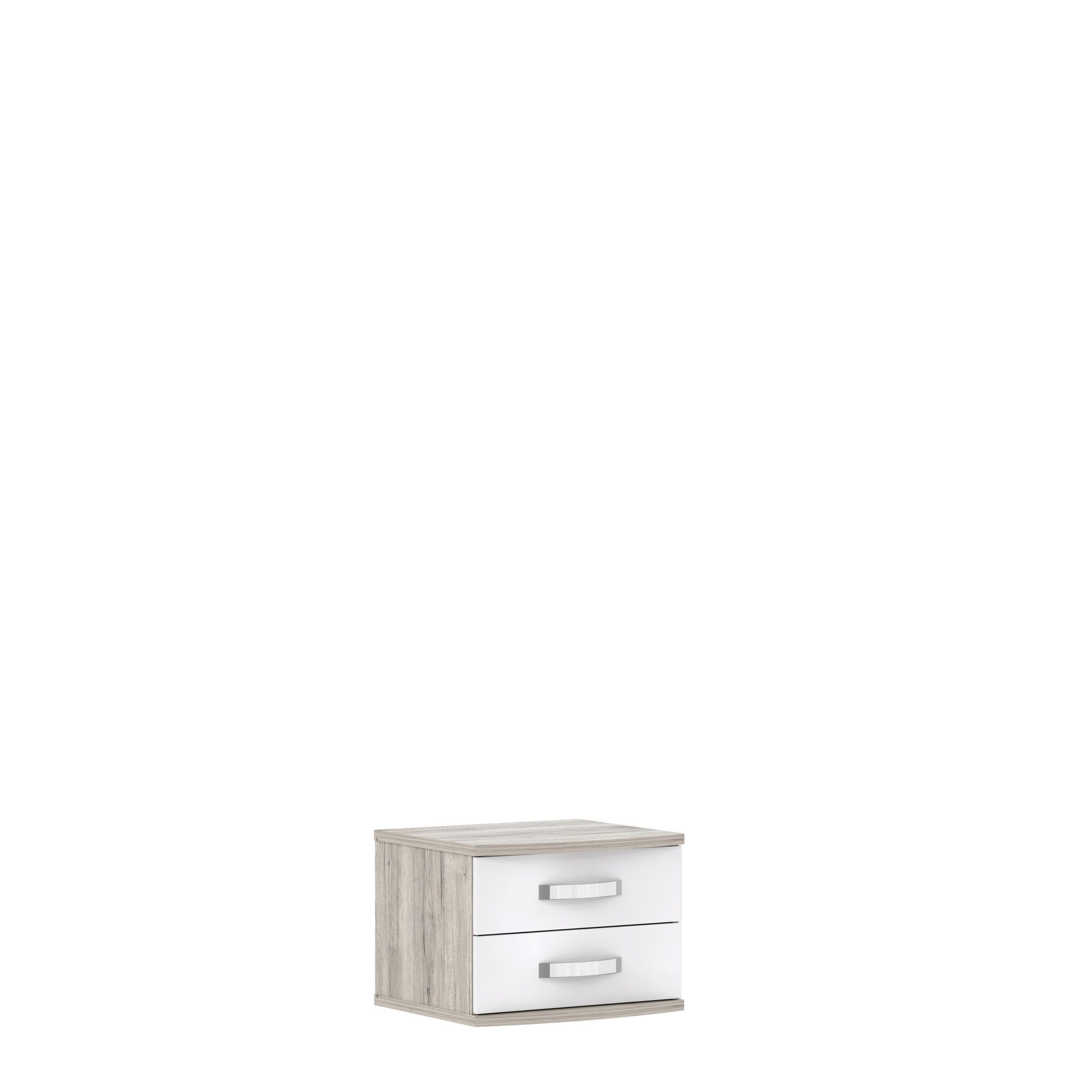 freiraum Nachtkommode Rondino, in Sandeiche / Weiss Glanz - 50,4x41,4x46cm (BxHxT)
