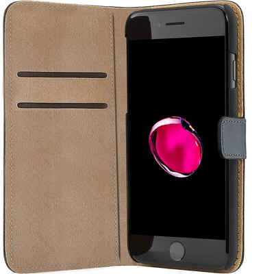 SLABO Flip Case Flip Case Cover in Bookstyle für iPhone 7 Plus / iPhone 8 Plus - "ECHT LEDER" - SCHWARZ, BLACK