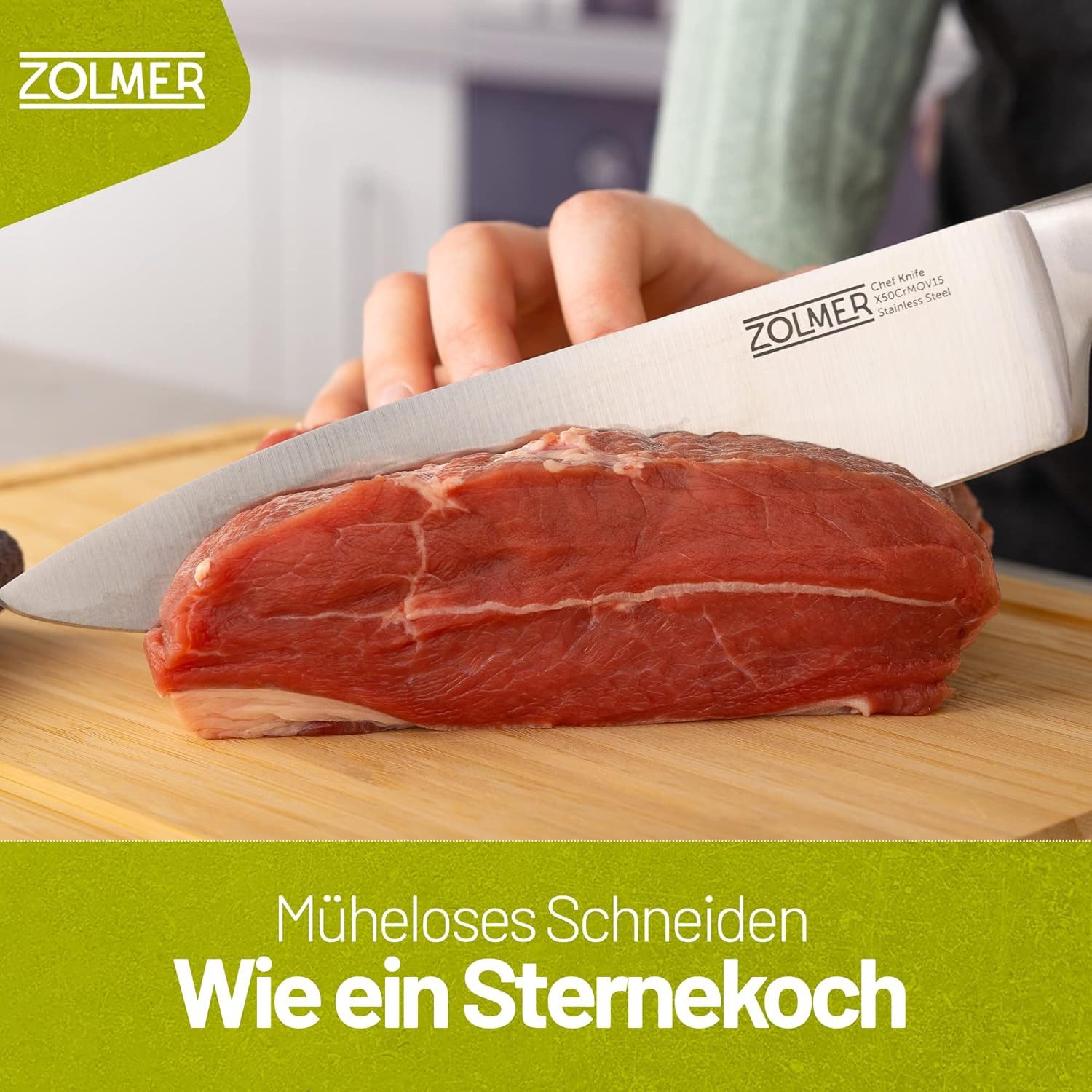 ZOLMER Universalküchenmesser Gefertigt aus Deutschem Edelstahl und Pakka Holz, Einzigartiges Schneideerlebnis
