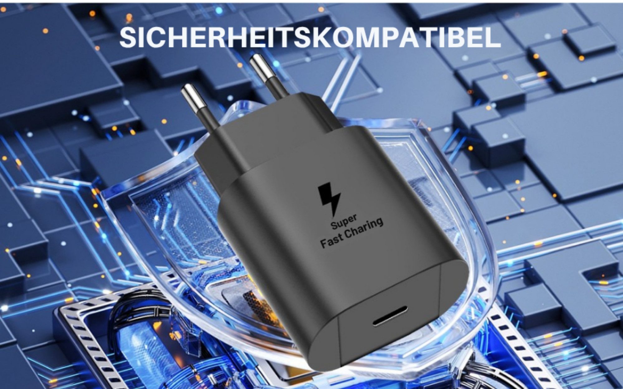 Vivitar 25W USB-C mit 2 Meter Kabel, universell kompatibles ultraschnelles Schnelllade-Gerät (5000 mA, 96% in 60 Minuten mit Überstrom-, Überhitzungs-, Kurzschlussschutz, kompaktes, tragbares Ladegerät für Smartphone, Tablet und Zubehör, sicheres Laden für Samsung Galaxy, Iphone, Google Pixel)