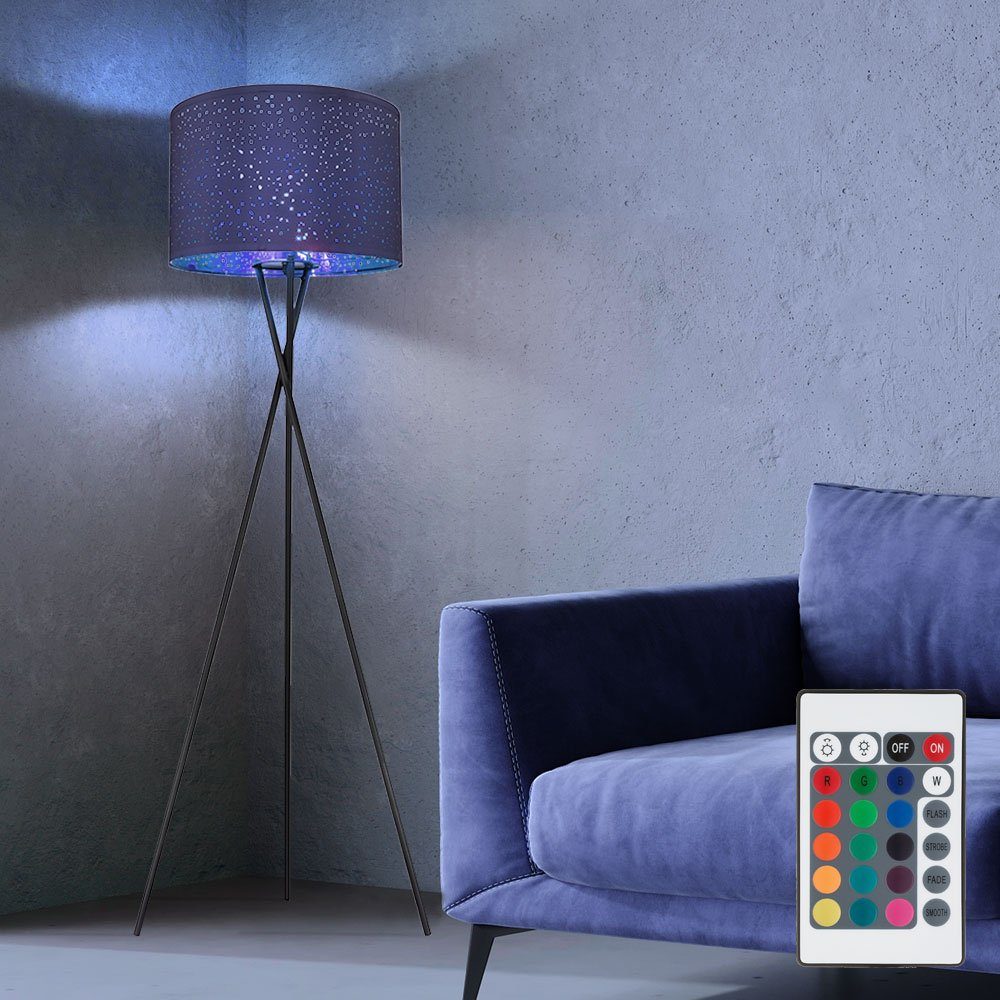 Farbwechsel, dimmbar Stehlampe, Warmweiß, Globo 160 blau Leuchtmittel Wohnzimmerlampe LED cm Fernbedienung LED H inklusive, Stehleuchte