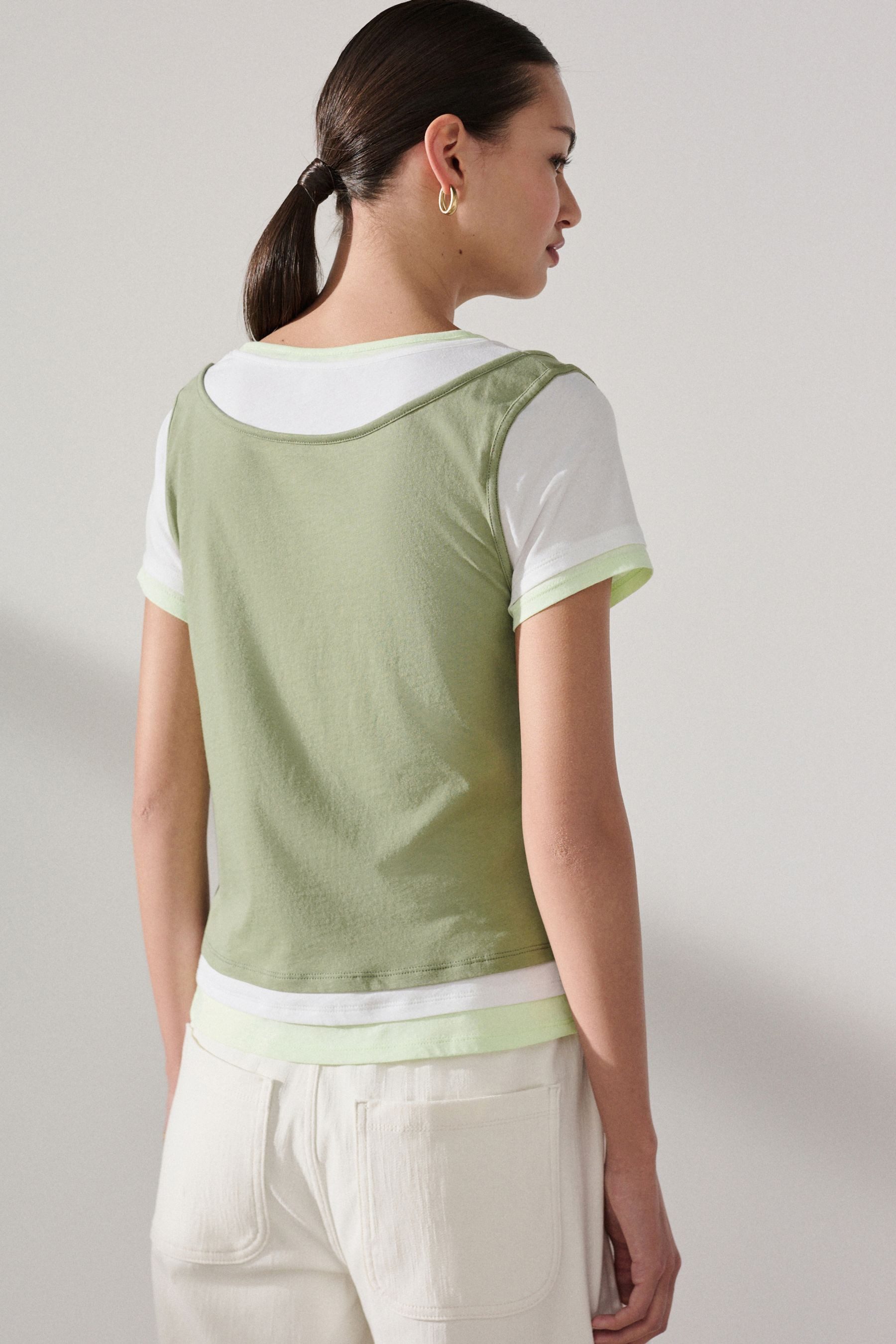 Next 2-in-1-Shirt Dreilagiges Kurzarm-T-Shirt mit Rundhalsausschnitt (1-tlg)