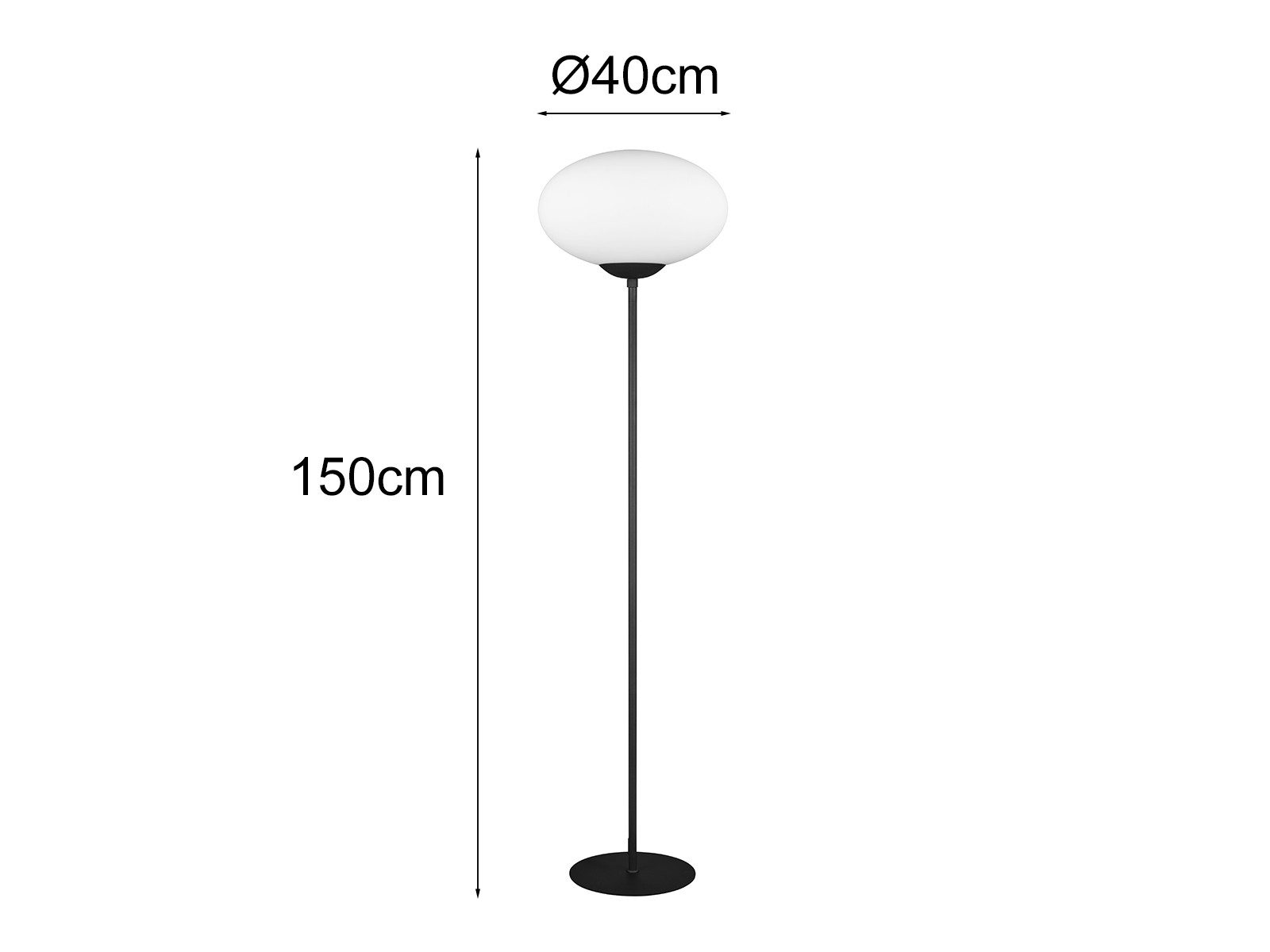 TRIO Leuchten LED Stehlampe, Dimmfunktion, LED wechselbar, Warmweiß, Design-klassiker Lampe für Zimmer-ecke stehend mit Glas-kugel H: 150cm