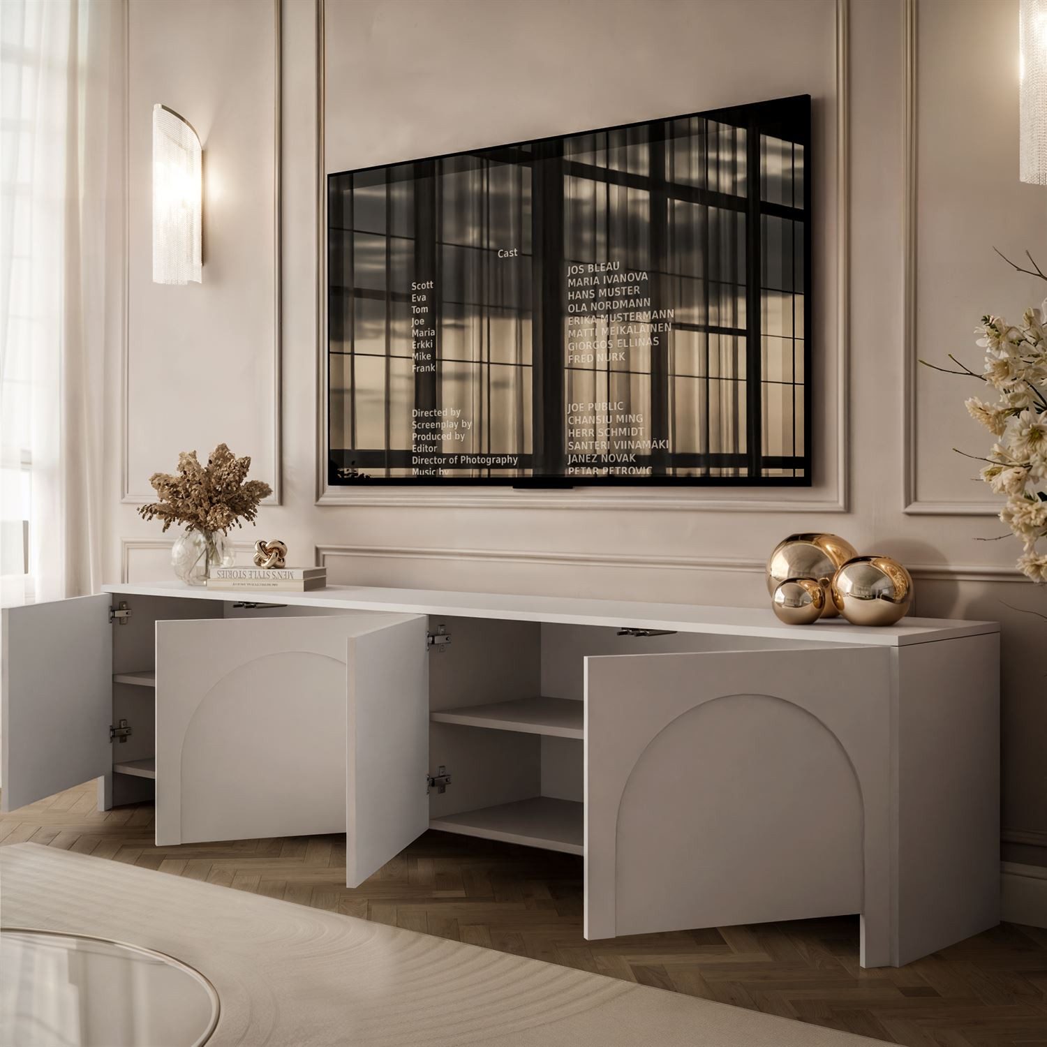 Lookway Lowboard ARIADNA mit vier Türen (1x TV-Schrank), Breite: 204 cm