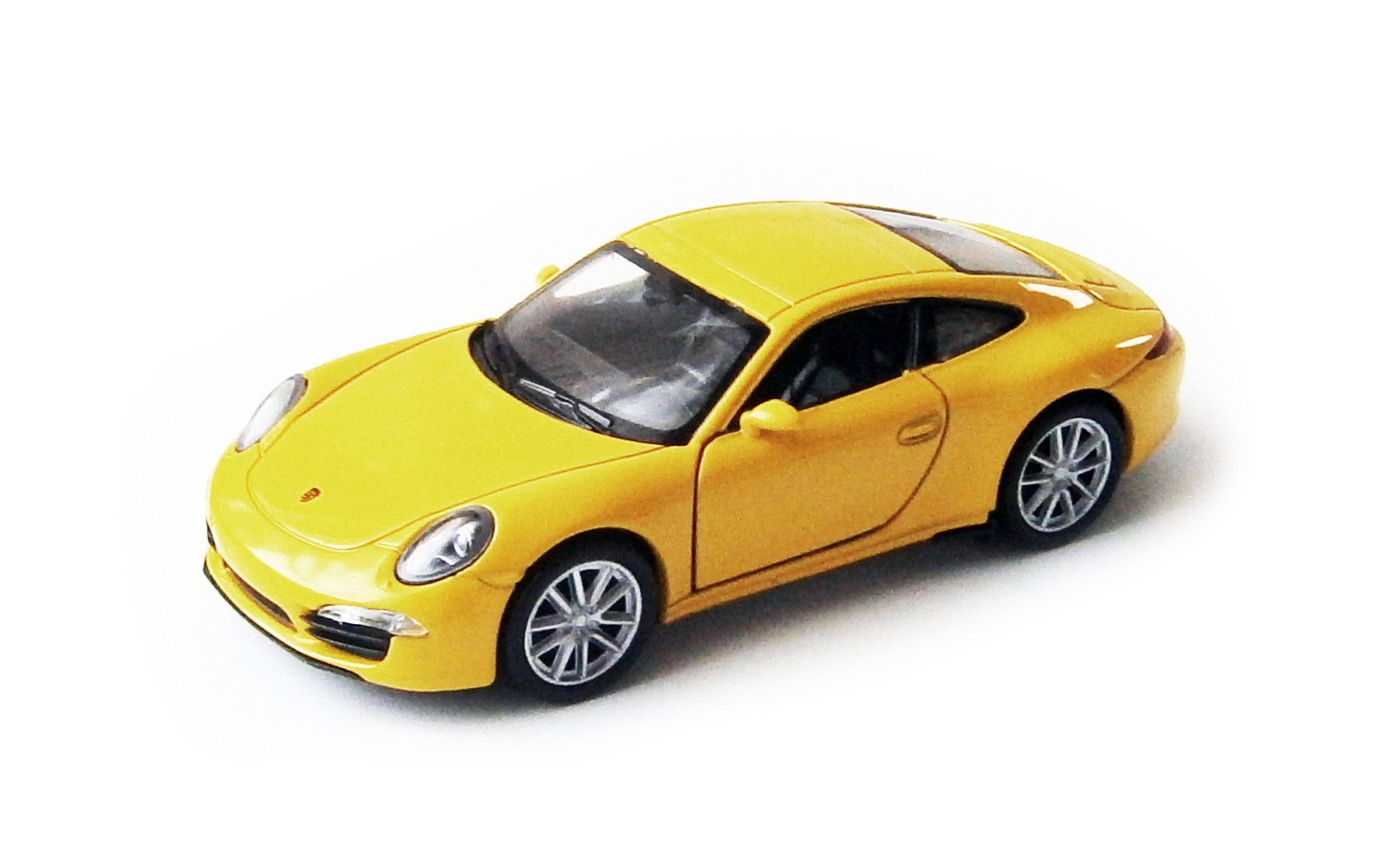 Welly Modellauto PORSCHE 911 (991) Carrera S Modellauto Modell Metall Auto 93 (Gelb), Spielzeugauto Kinder Geschenk