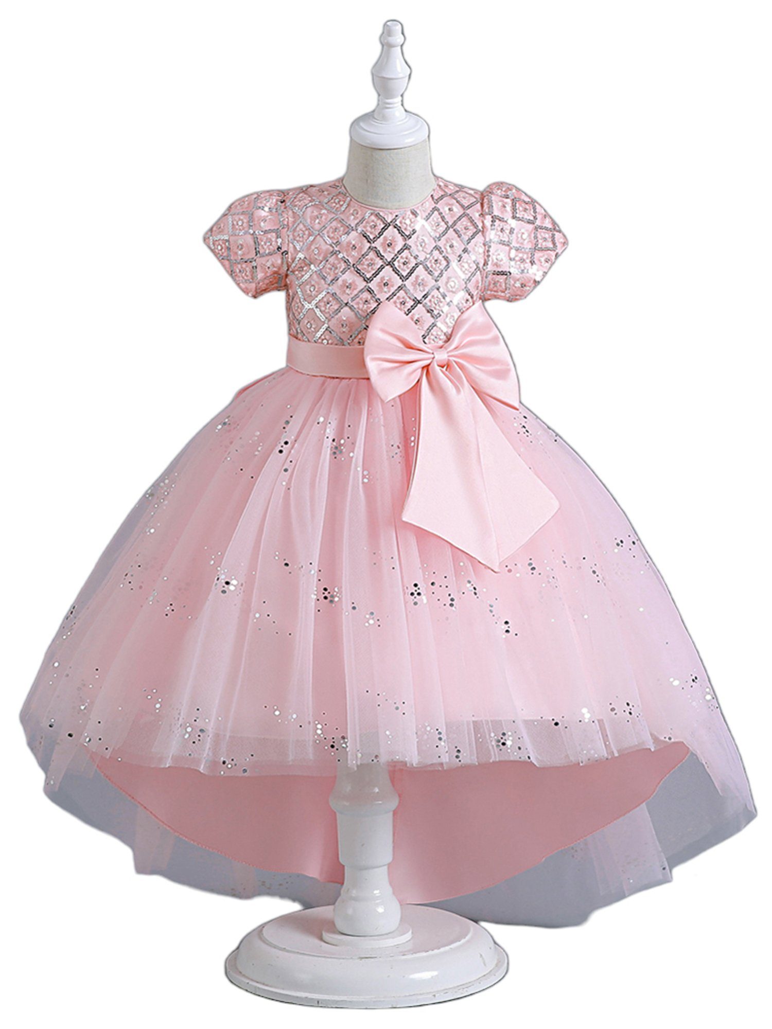 Rosa Pailletten Maxikleid LAPA Abendkleid Mädchen mit Sommer Partykleider Vokuhila-Kleid