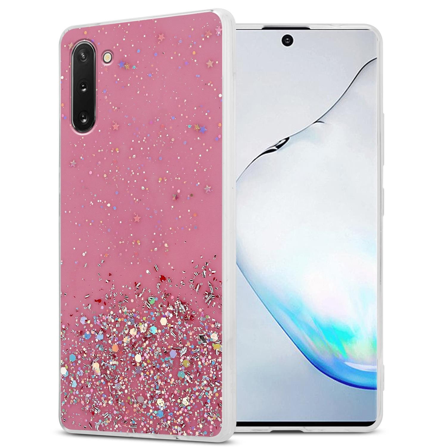 Cadorabo Handyhülle für Samsung Galaxy NOTE 10 Hülle Samsung Galaxy NOTE 10, Flexible TPU Silikon Handy Schutzhülle - Hülle - mit Glitzer