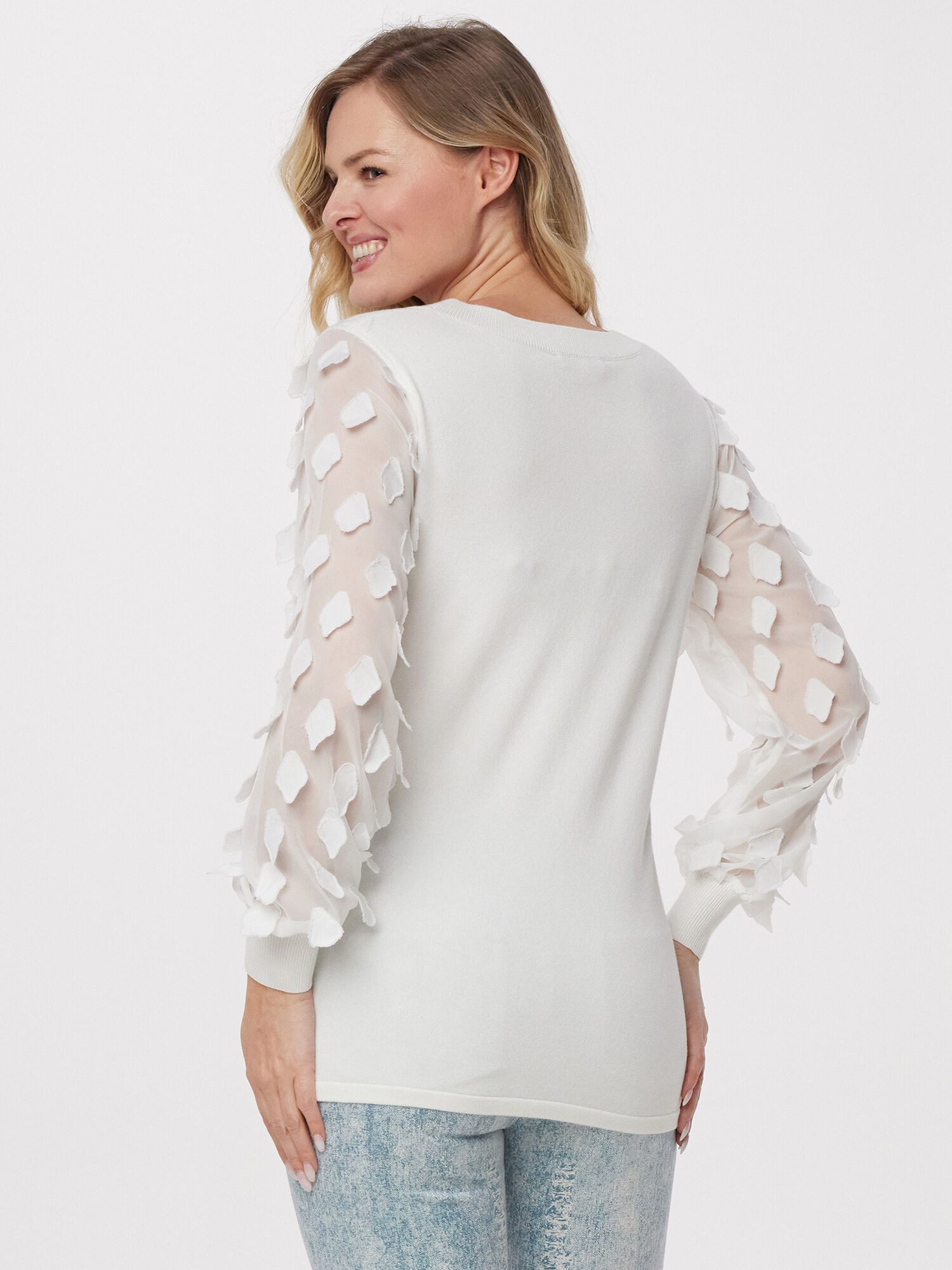 MONACO blue Rundhalspullover Strickshirt Figurumspielend mit transparenten günstig online kaufen