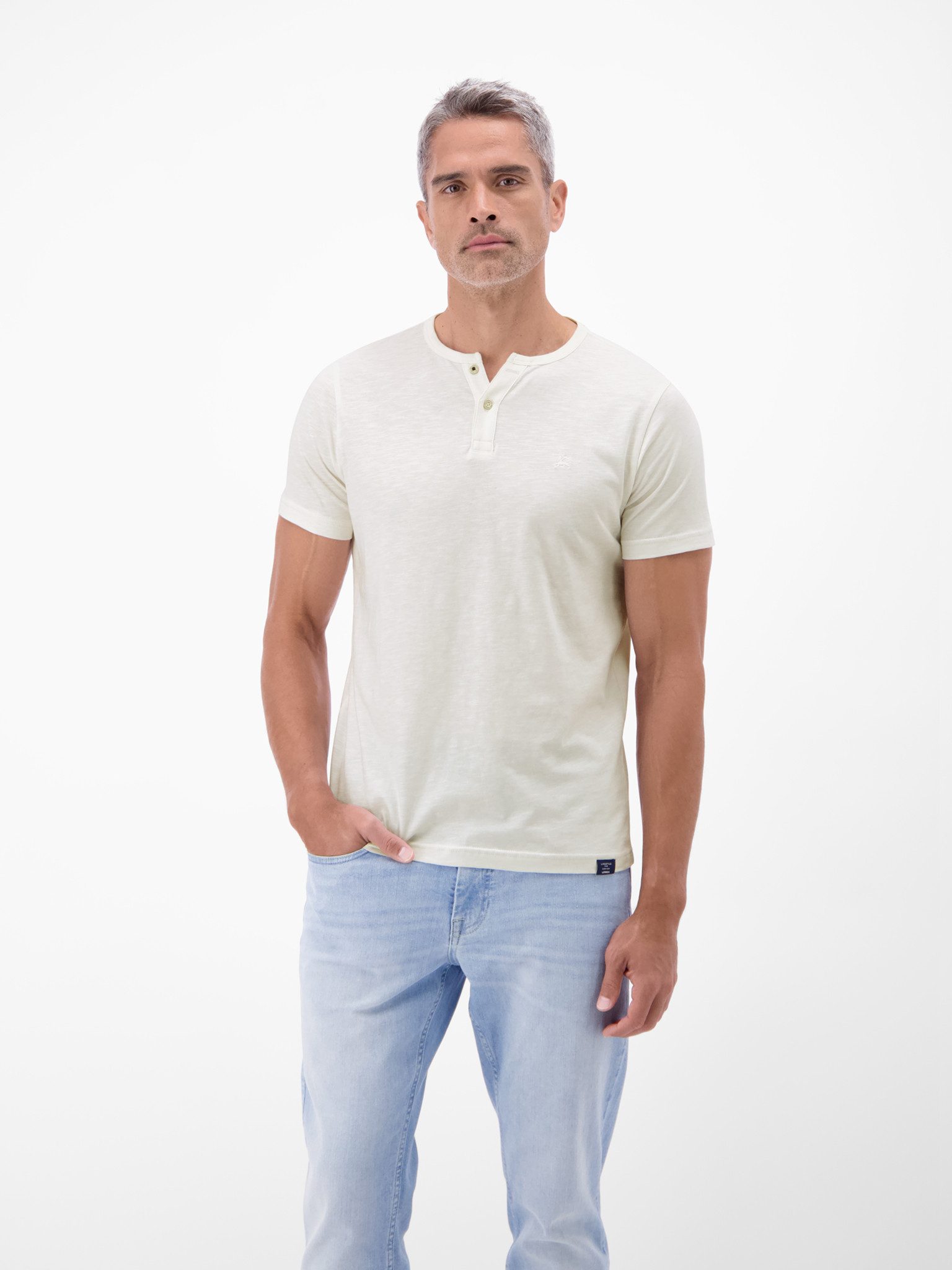 LERROS Kurzarmshirt mit Serafino-Kragen