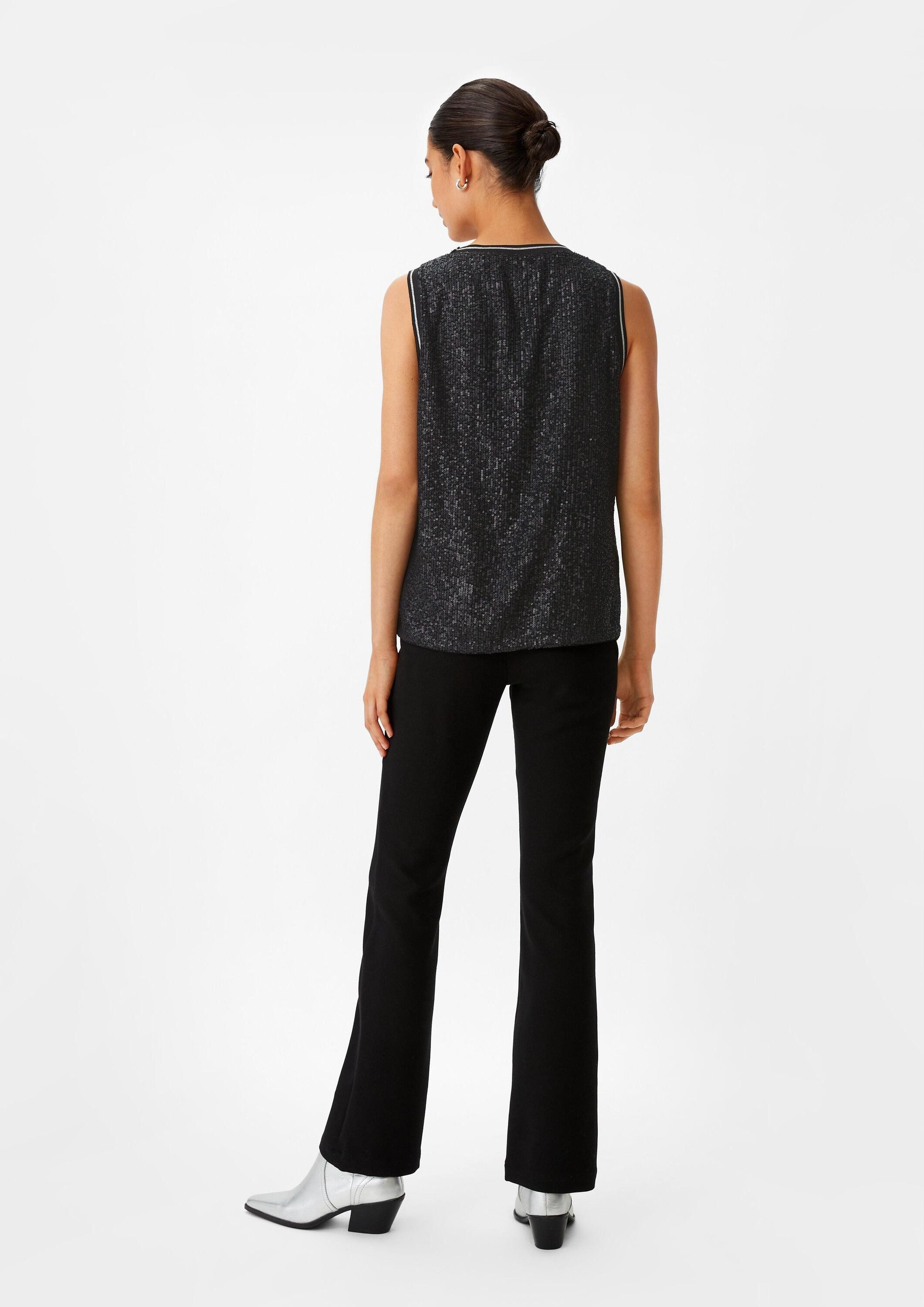 comma Blusentop Bluse Blusentop mit Pailletten