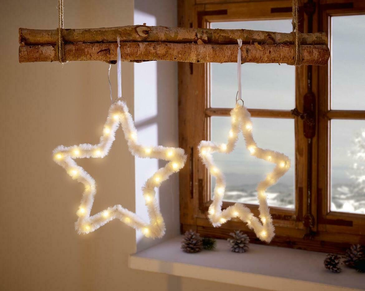Home-trends24.de Dekohänger LED Hänger Plüsch Stern Weihnachtsdeko Fenster günstig online kaufen