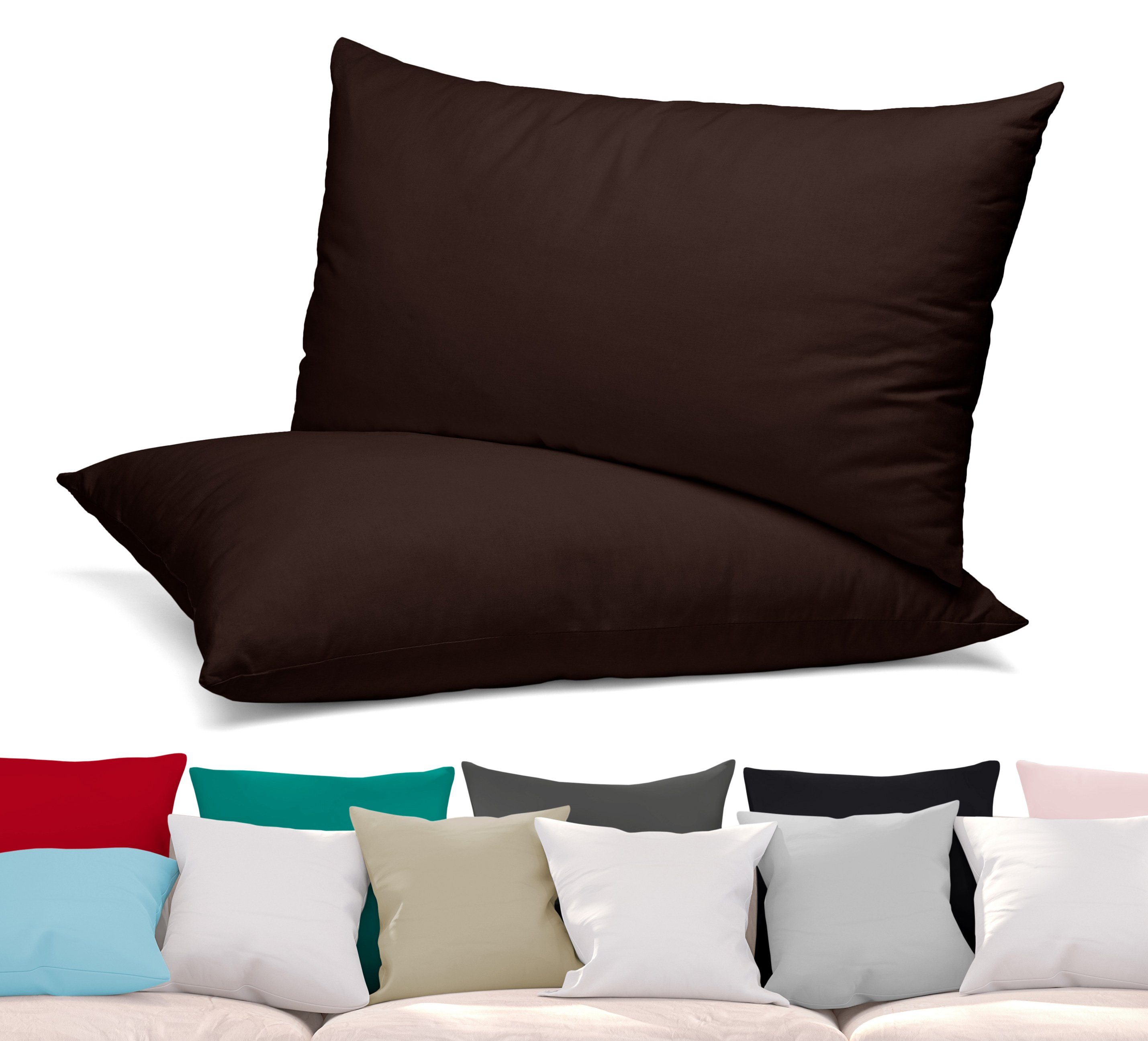 Beautex Kissenhüllen 2er Set Kissenbezug, Kissenhülle aus Baumwolle, Premium Jersey 160g/m², (2 Stück)