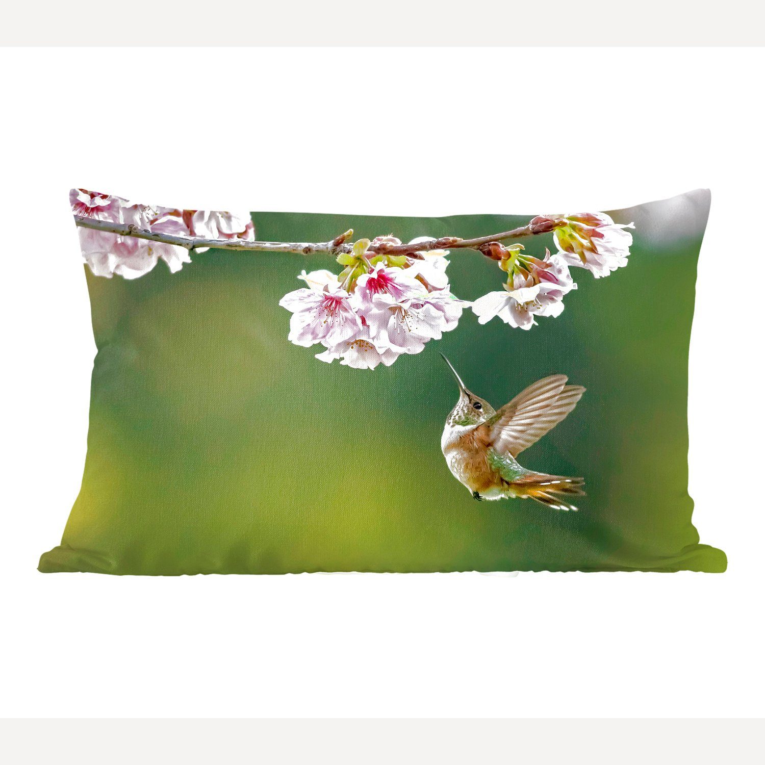MuchoWow Dekokissen Vogel - Blüte - Kolibri, Wohzimmer Dekoration, Zierkissen, Dekokissen mit Füllung, Schlafzimmer
