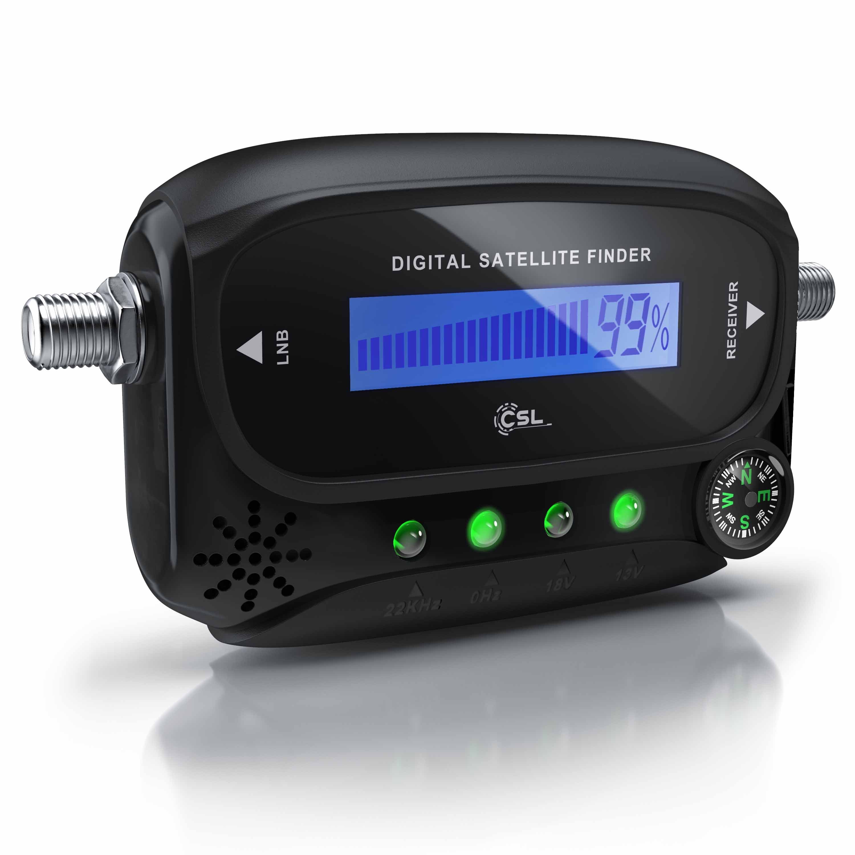 CSL Satfinder digitaler Satellitenfinder mit Pegelskala & akustischem Signalton (1-St), Messgerät mit LCD-Display zur präzisen Antennen-Ausrichtung