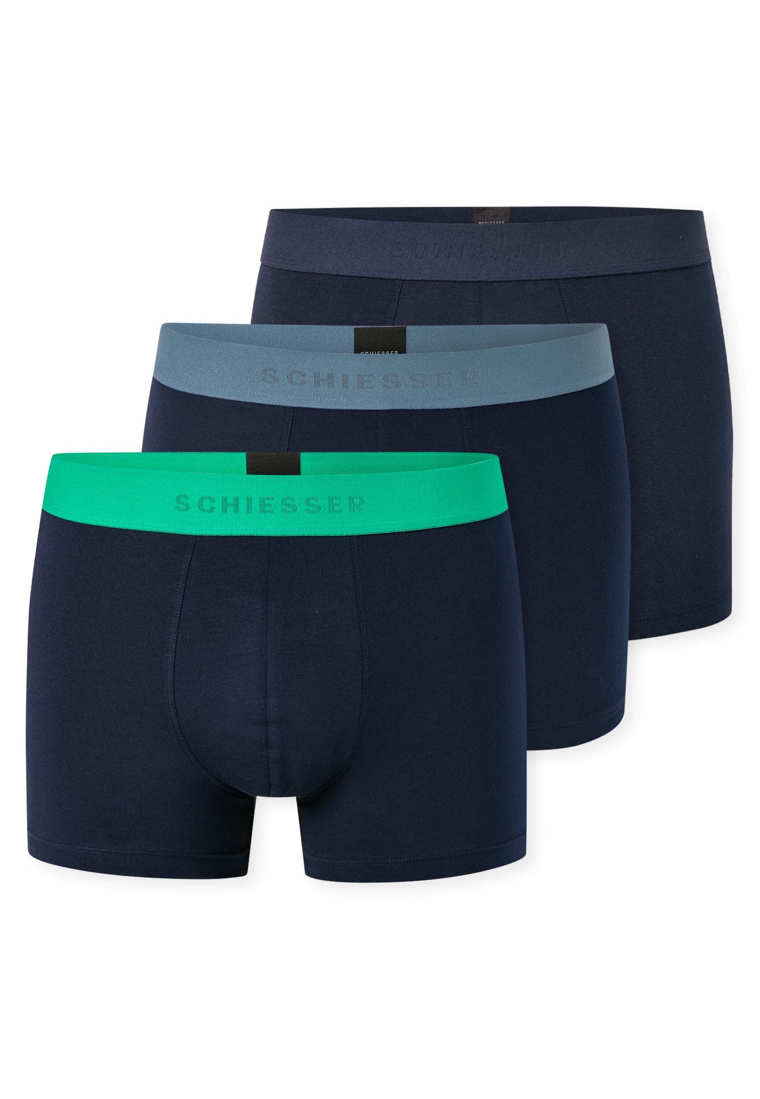 Schiesser Boxershorts 95/5 Multipacks (3er Pack) mit farblich abgesetztem, sportlichem Logo-Webgummibund